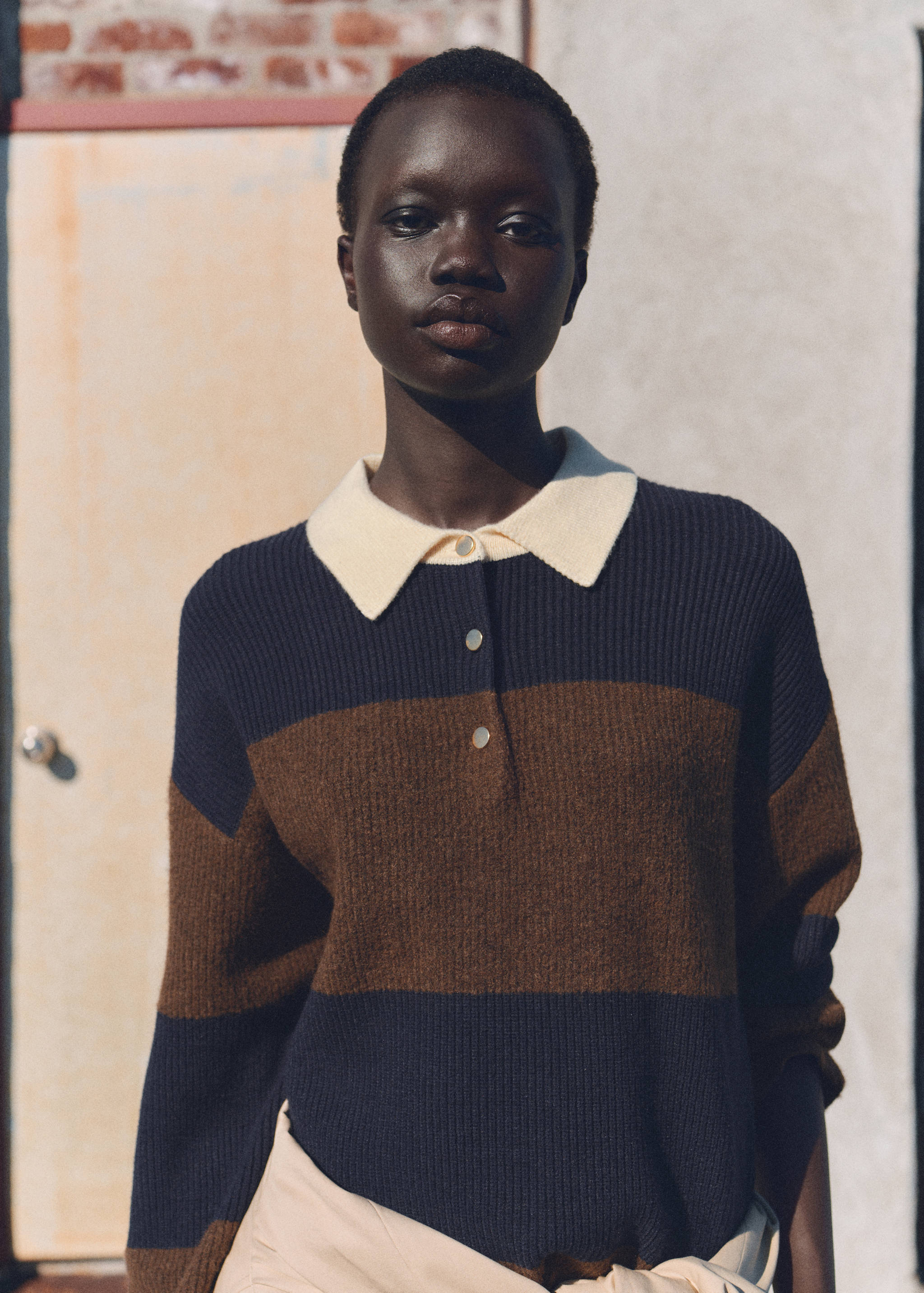 Striped polo-neck sweater - Details of the article 1