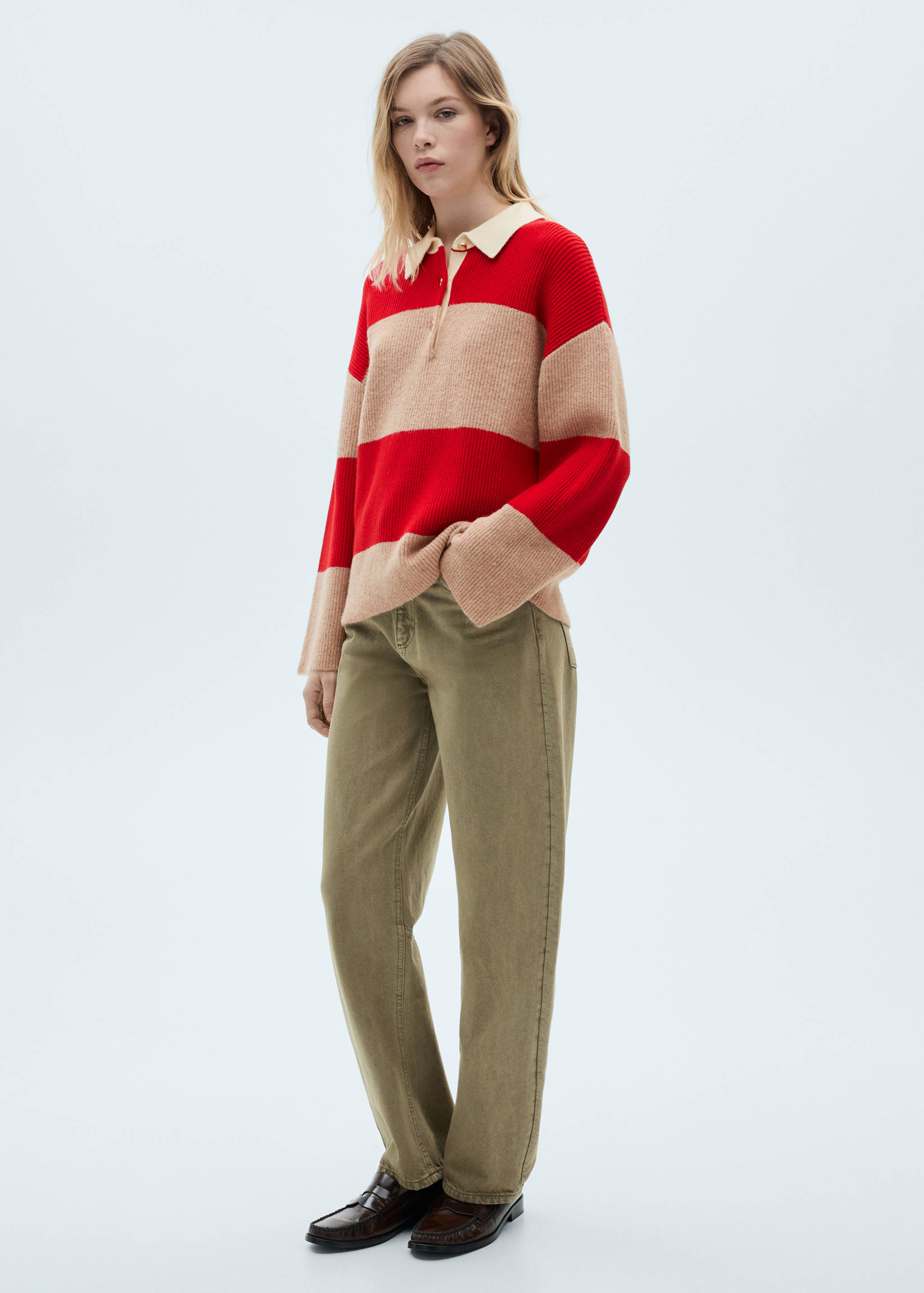 Striped polo-neck sweater - General plane