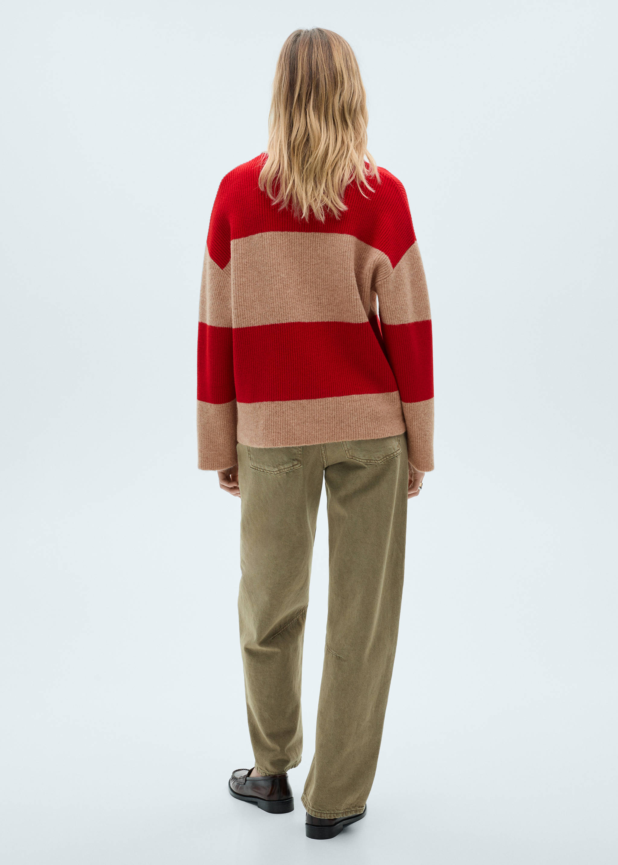 Striped polo-neck sweater - Reverse of the article