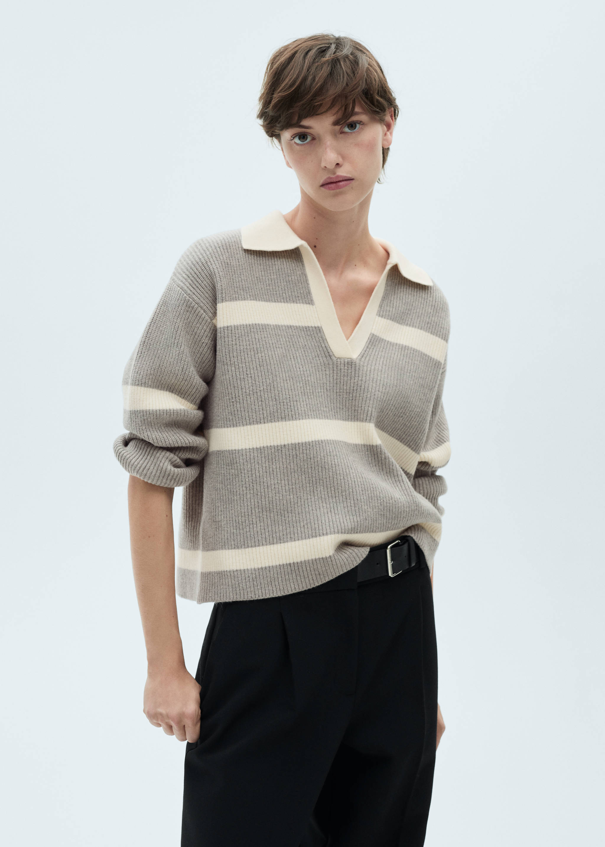 Knitted polo-neck sweater - Medium plane