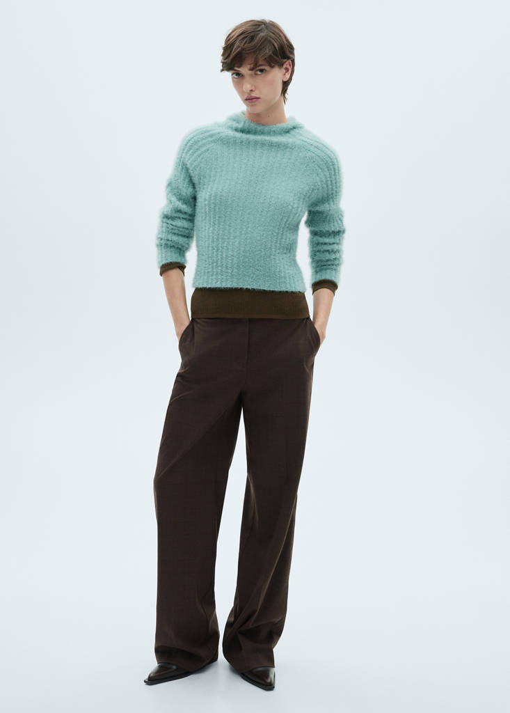 Faux-fur hooded sweater — Turquoise