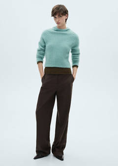 Faux-fur hooded sweater — Turquoise 2