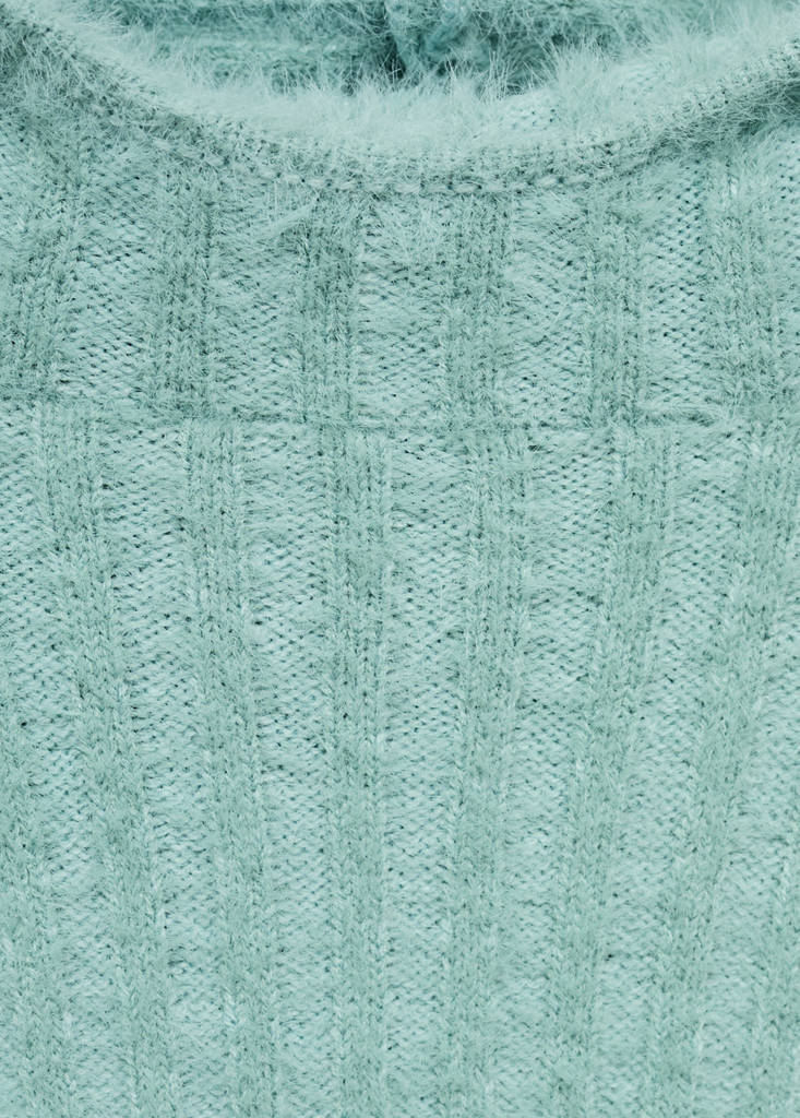 Faux-fur hooded sweater — Turquoise