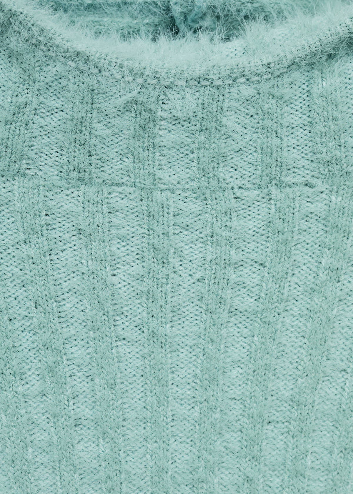 Faux-fur hooded sweater — Turquoise