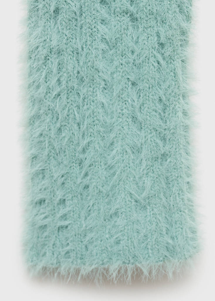 Faux-fur hooded sweater — Turquoise