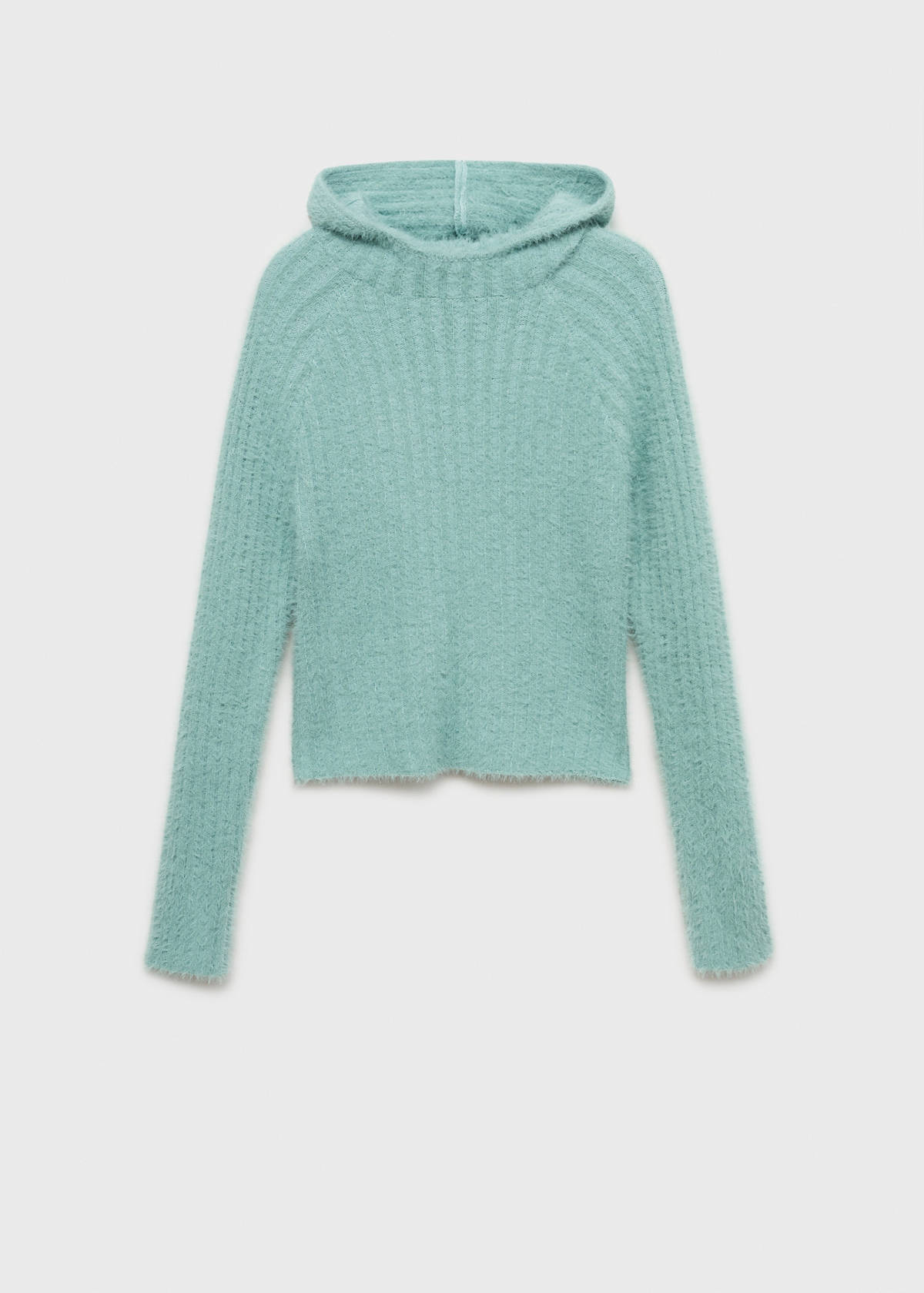 Faux-fur hooded sweater — Turquoise