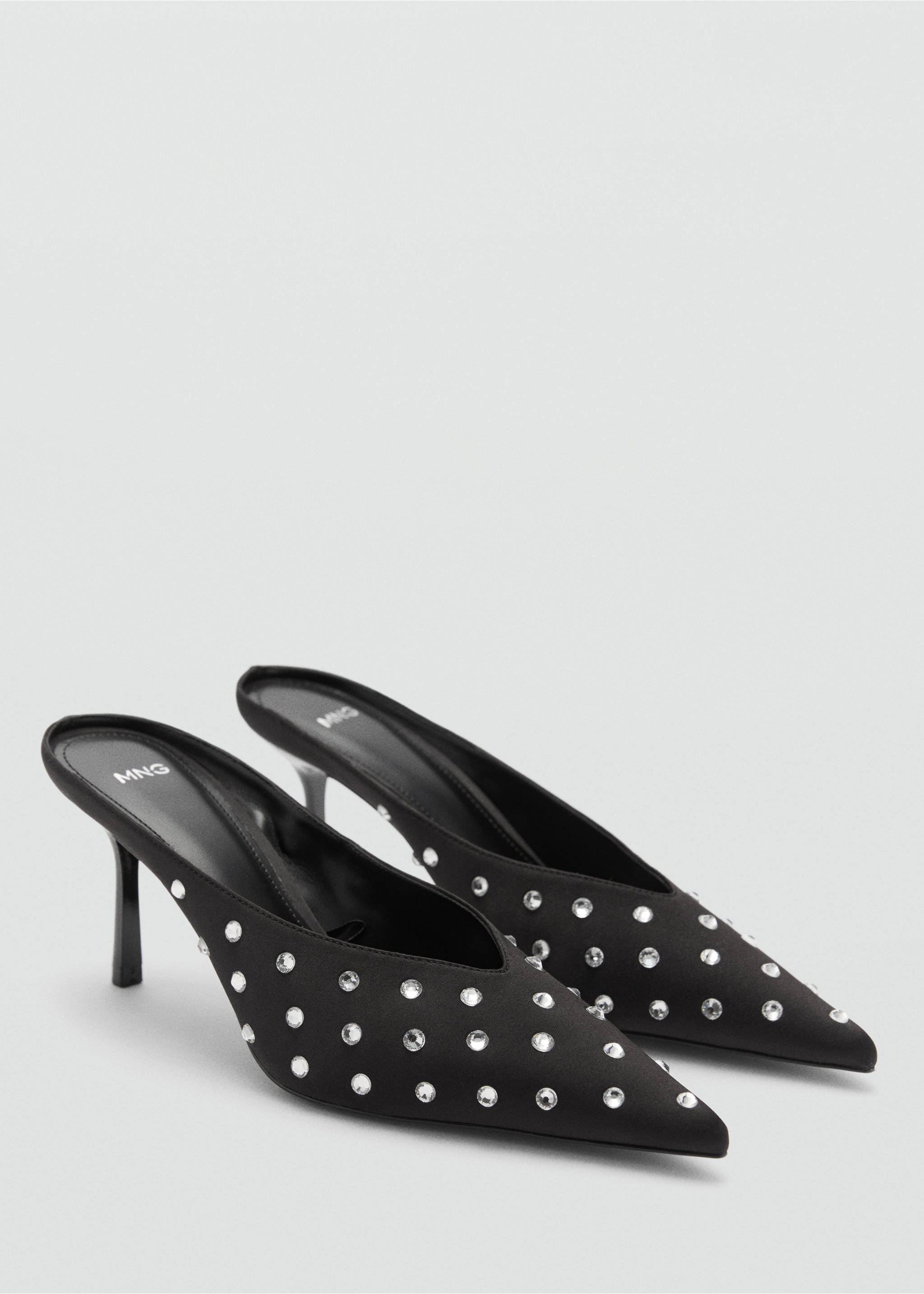 Crystal slingback heeled shoe - Medium plane, Black. Ref: 87040360-00.