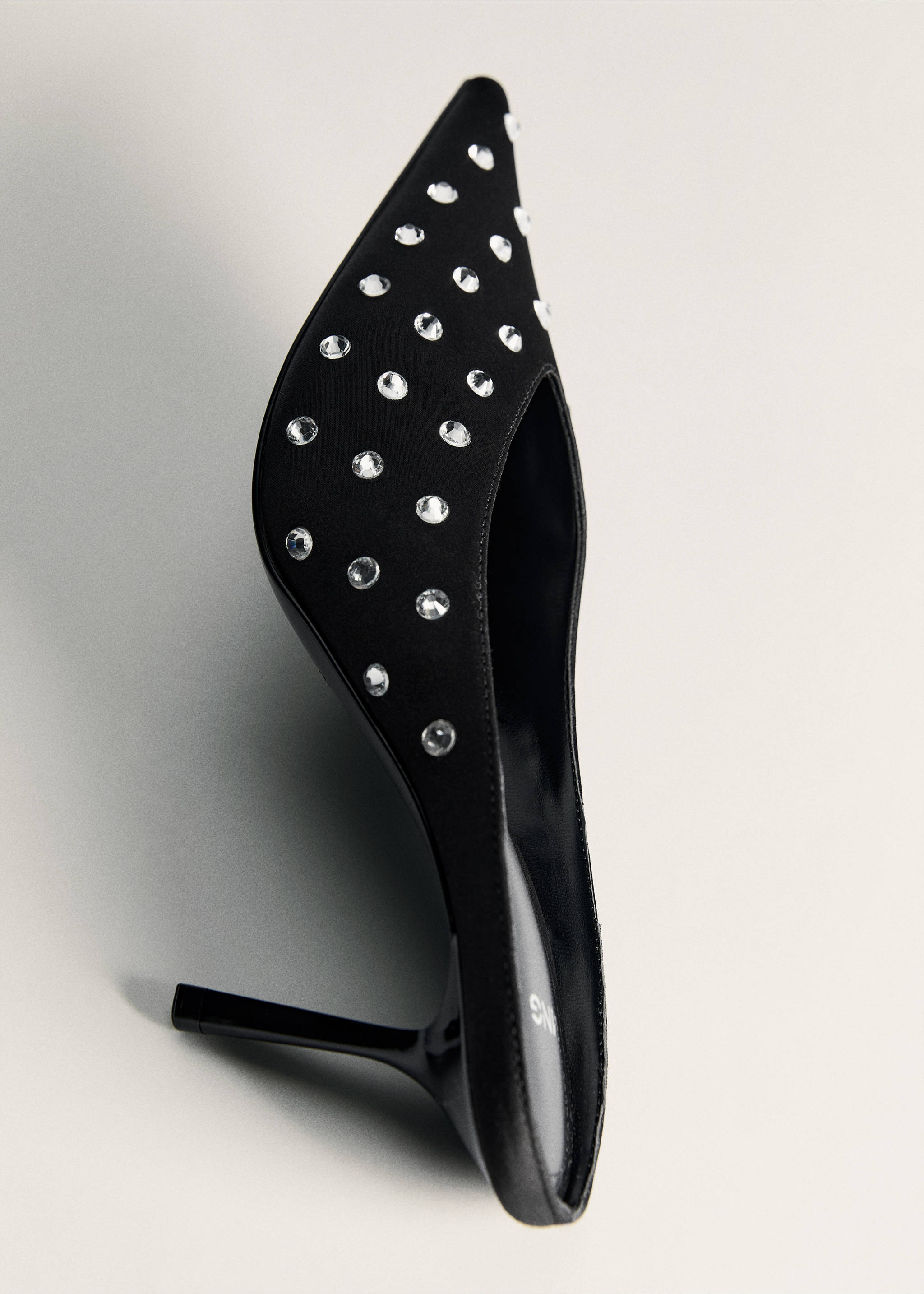 Crystal slingback heeled shoe - Details of the article 5, Black. Ref: 87040360-00.