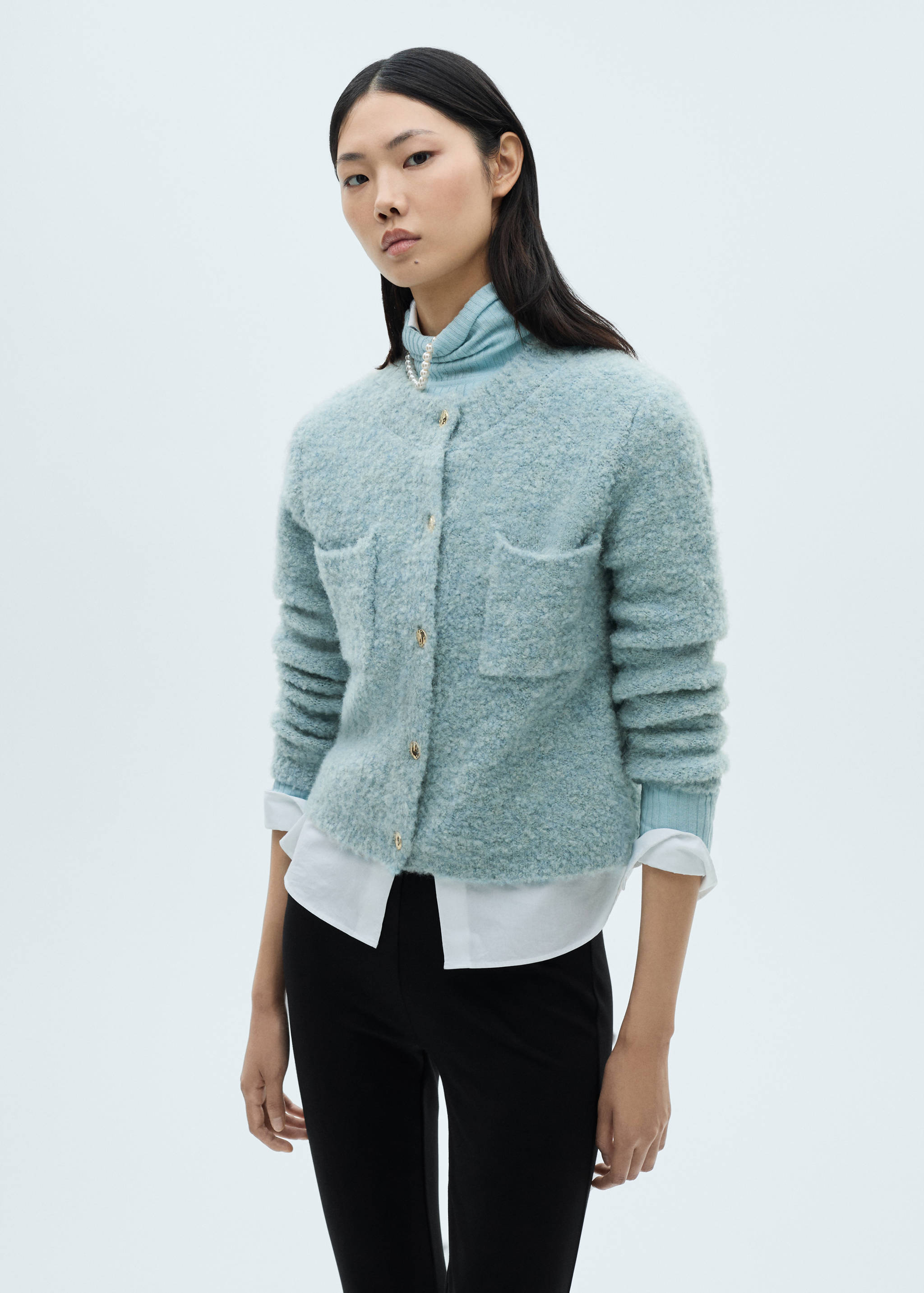 Bouclé jacket with jewel buttons - Medium plane