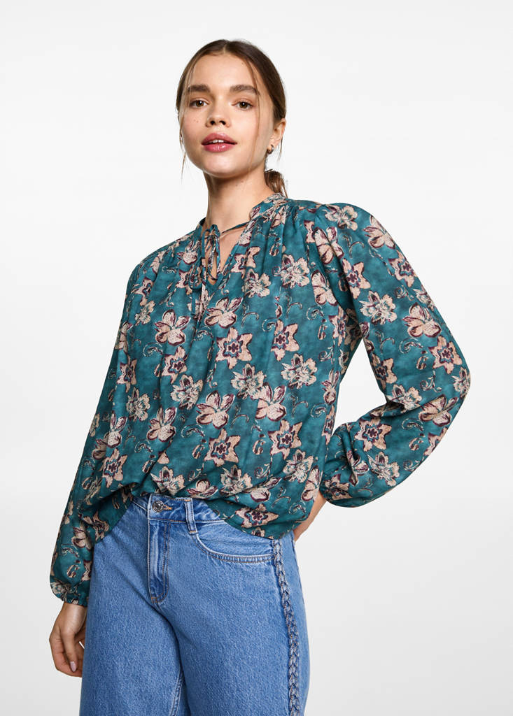 Floral print blouse — Turquoise