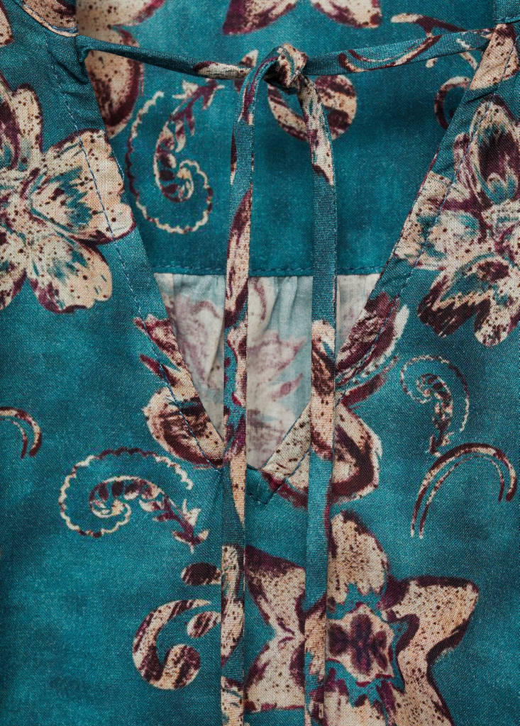 Floral print blouse — Turquoise