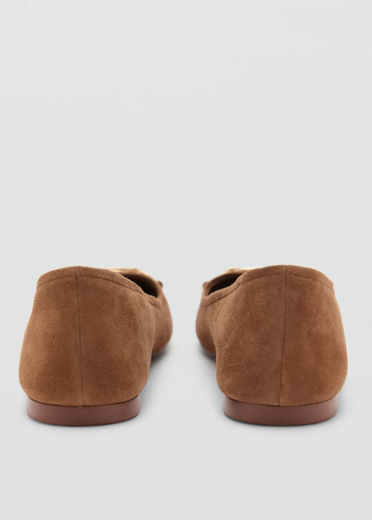 Link leather ballerina — Medium Brown