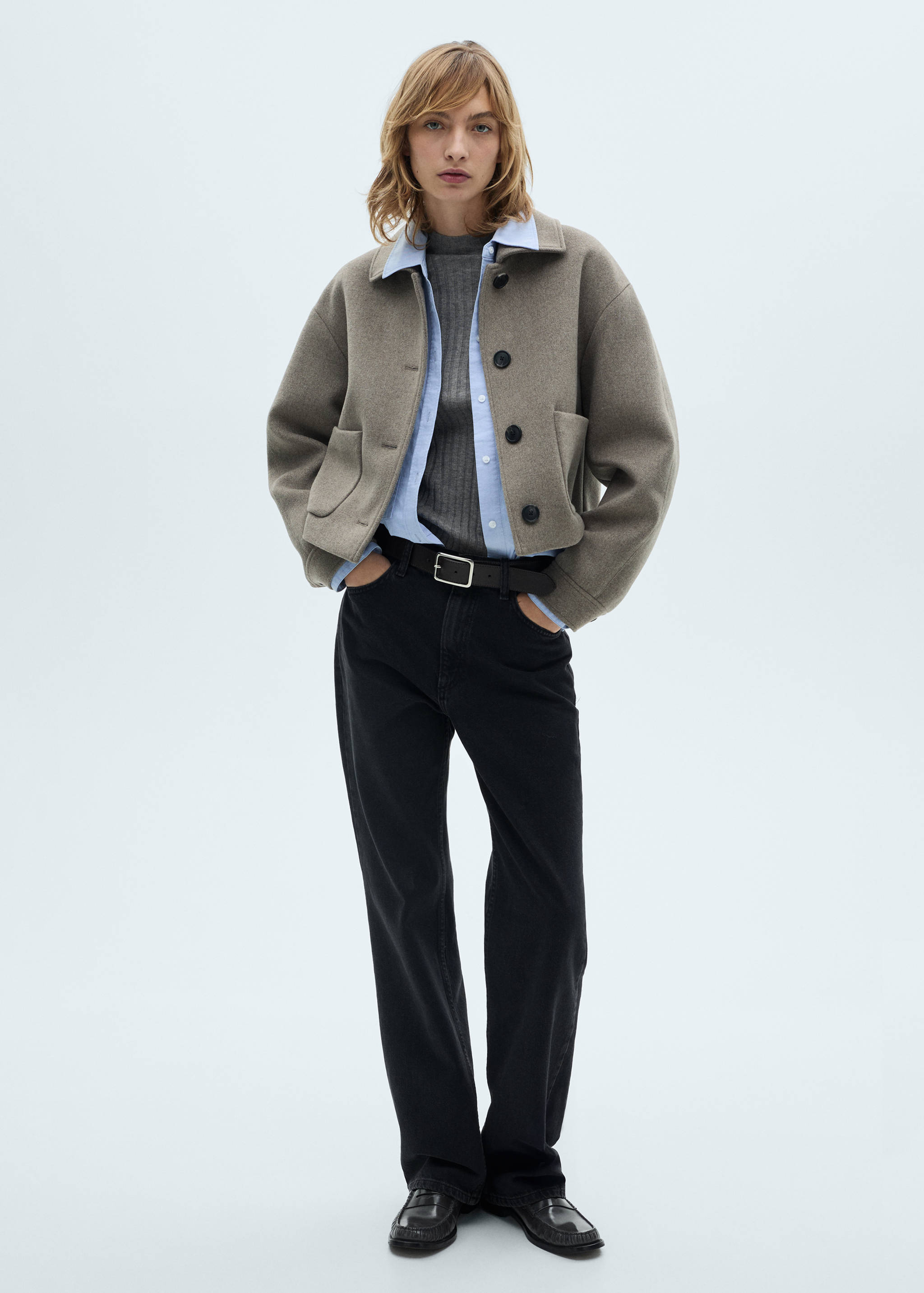 Ribbed sweater with perkins neck - General plane