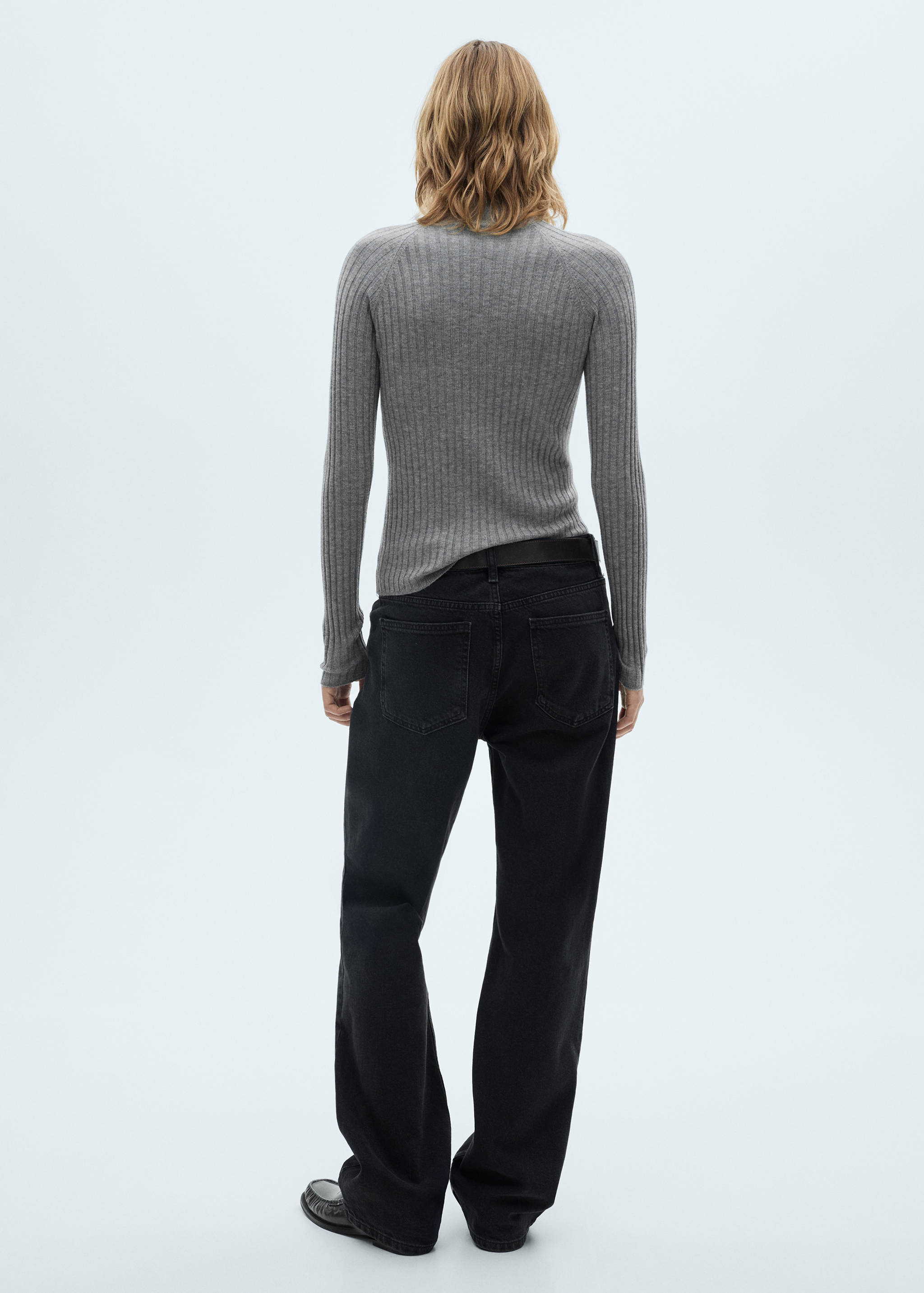 Ribbed sweater with perkins neck - Reverse of the article