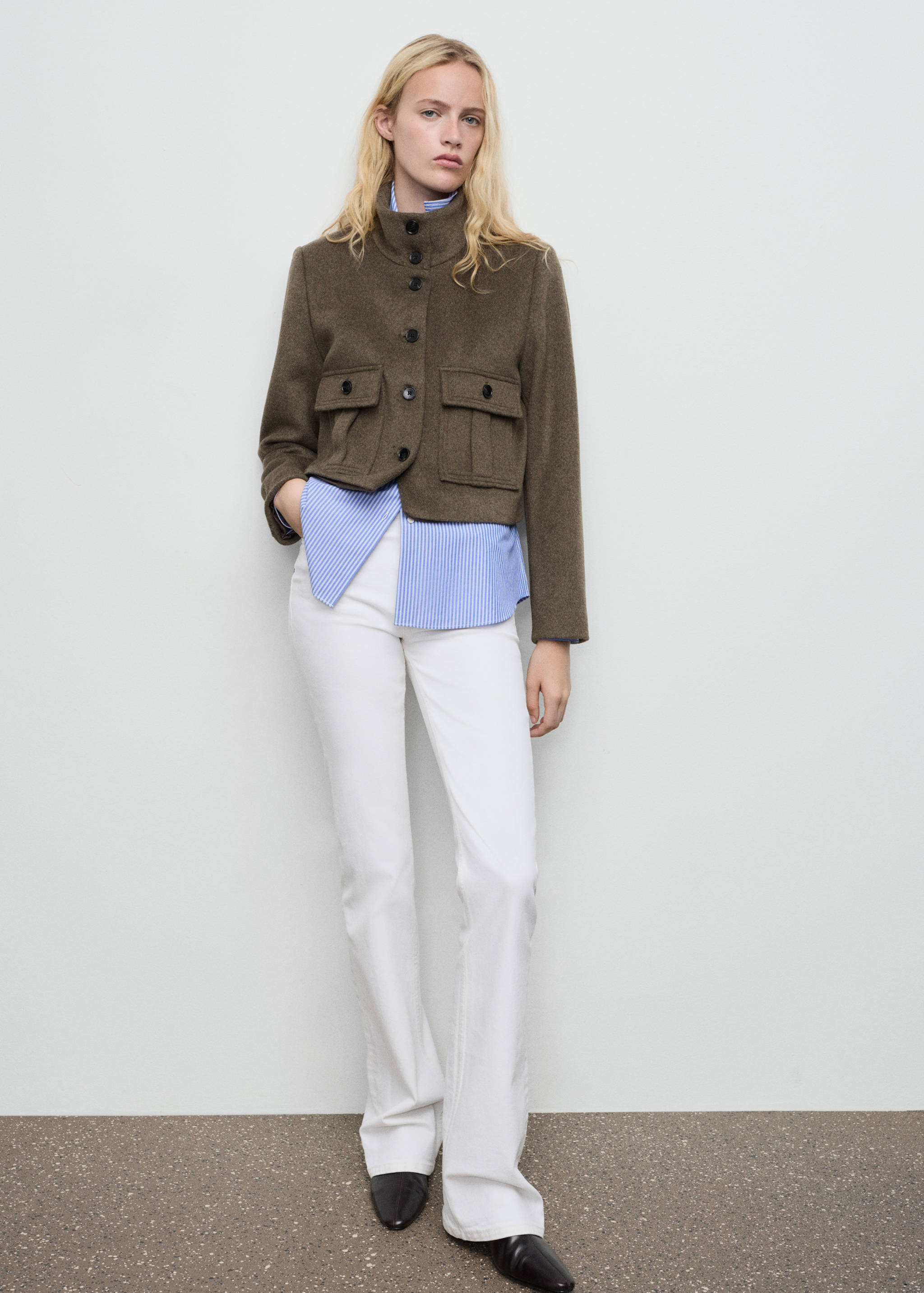 Veste laine mélangée poches - Plan général