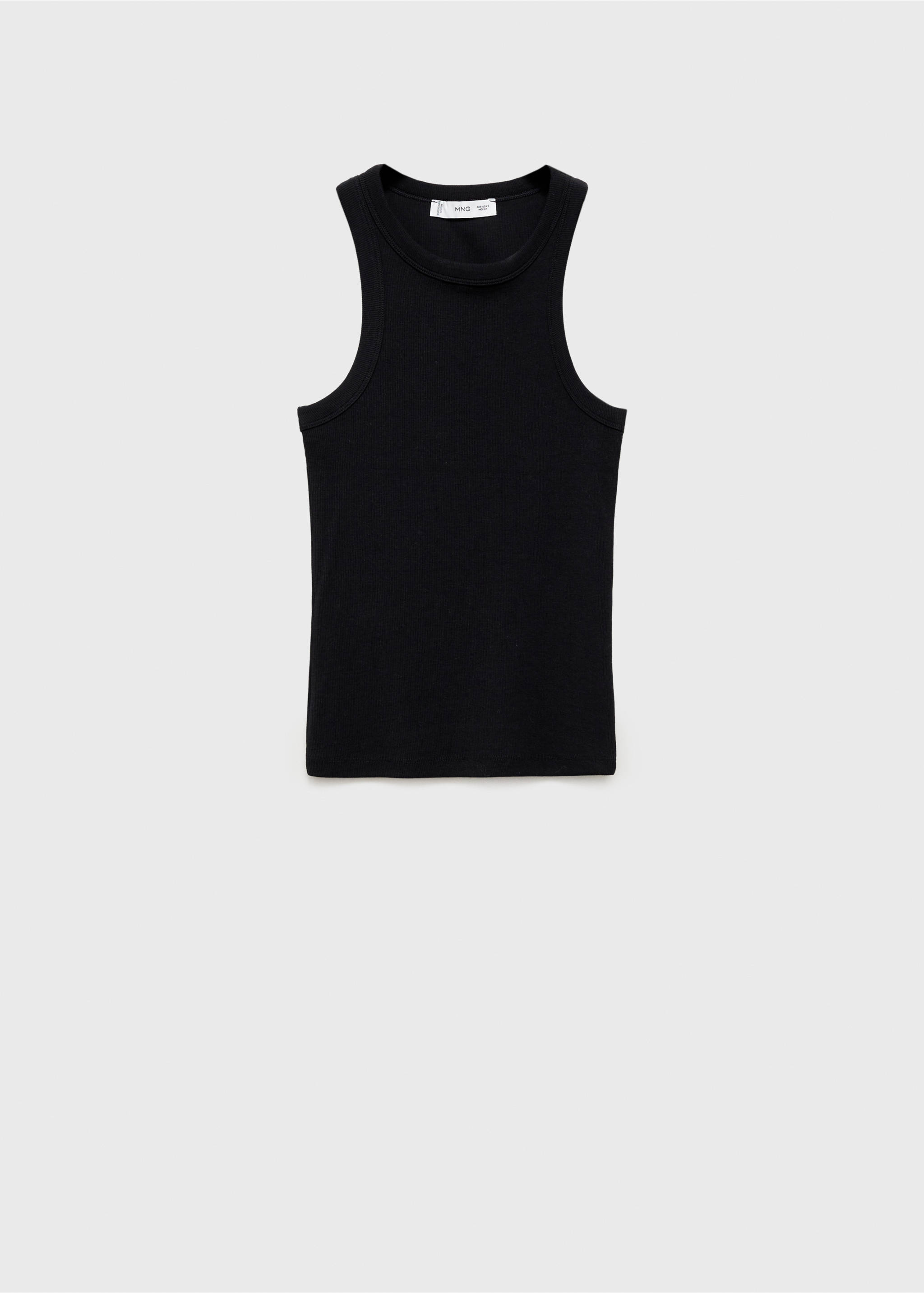 Ribbed cotton-blend top - Article without model, Black. Ref: 87040434-00.