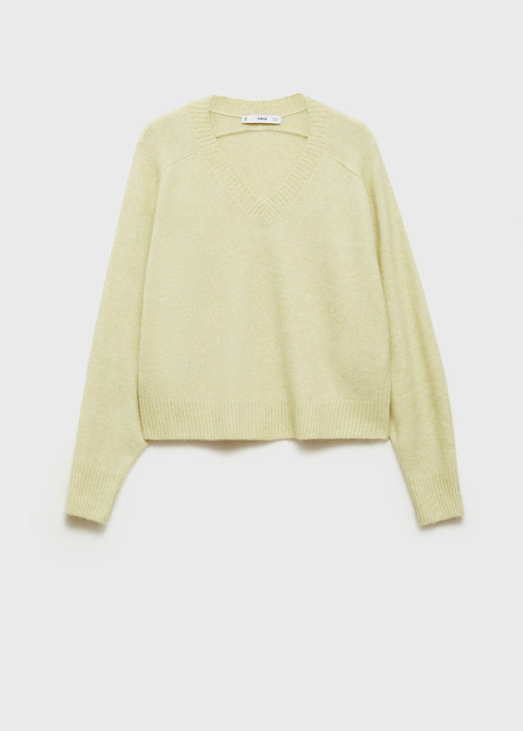 V-neck knit sweater — Pastel Green
