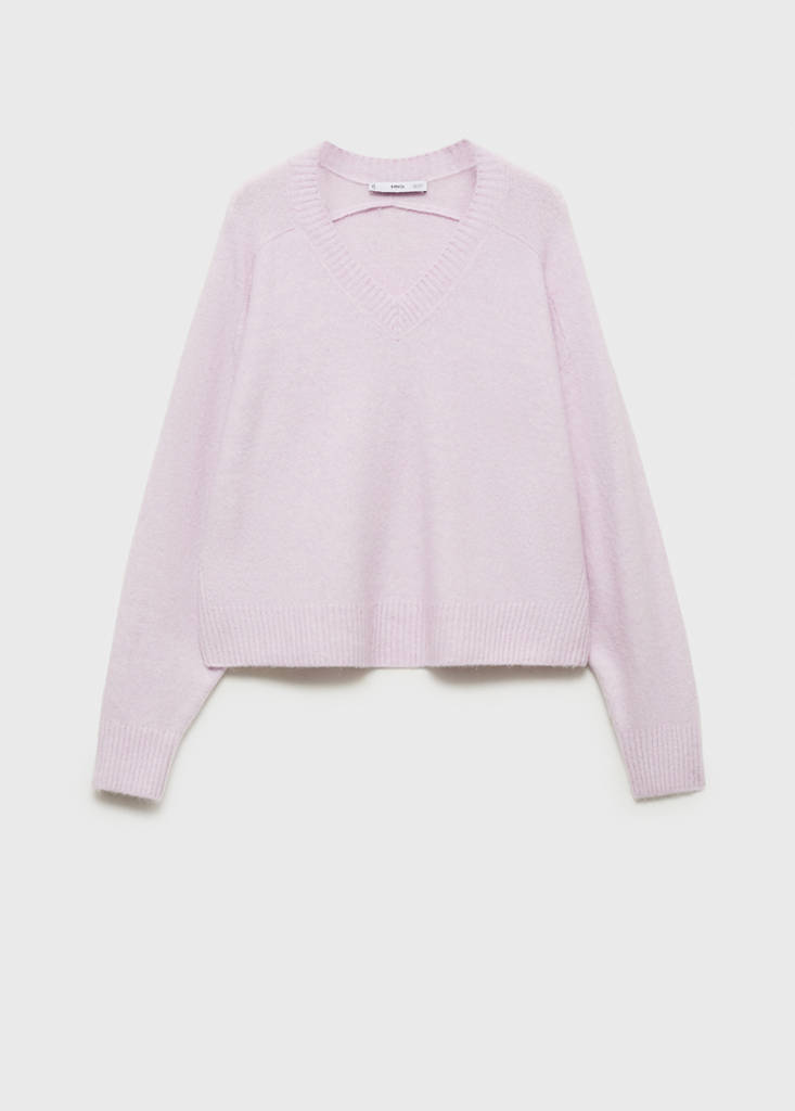 V-neck knit sweater — Light/Pastel Purple