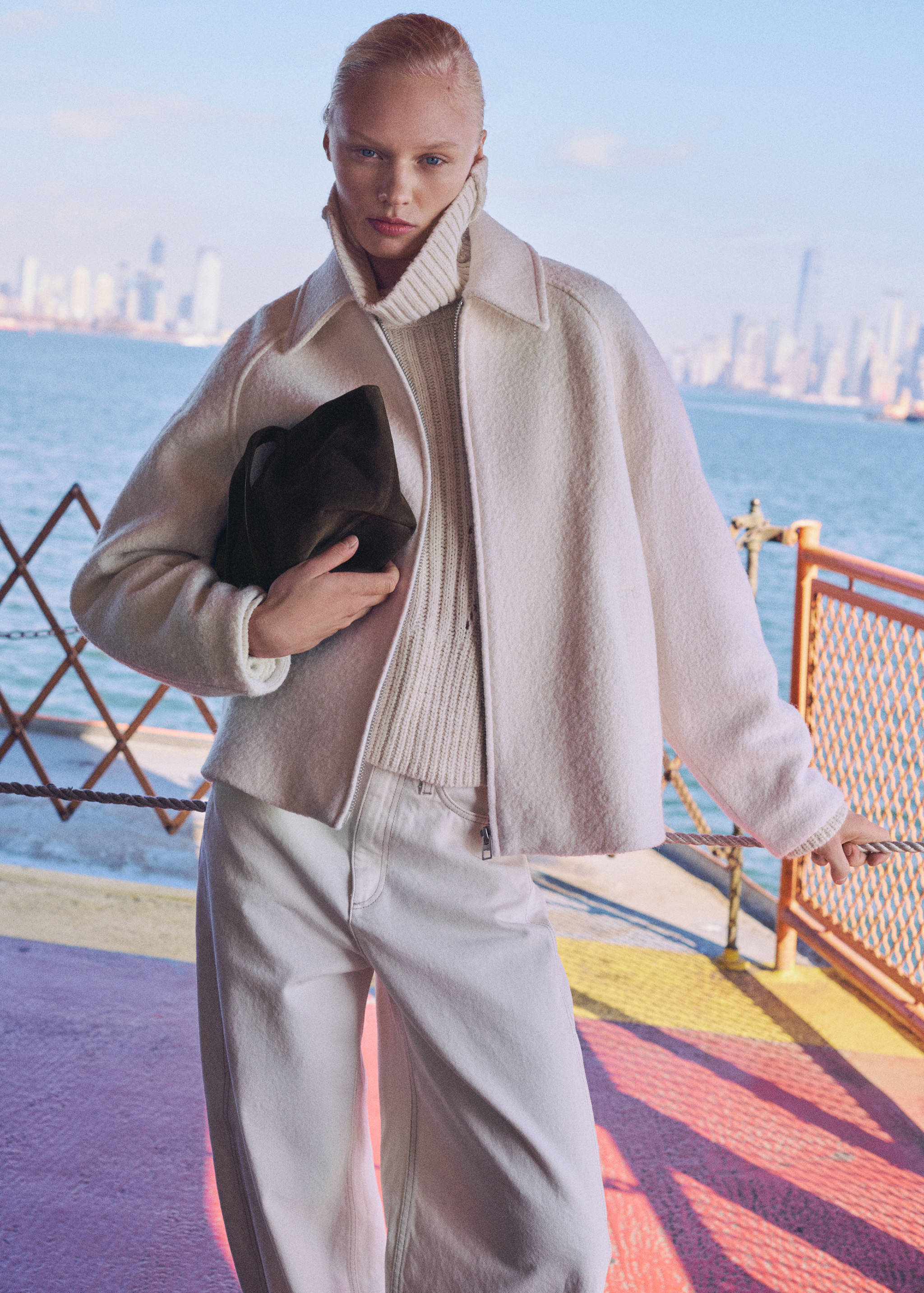 Double handle suede bag - General plane