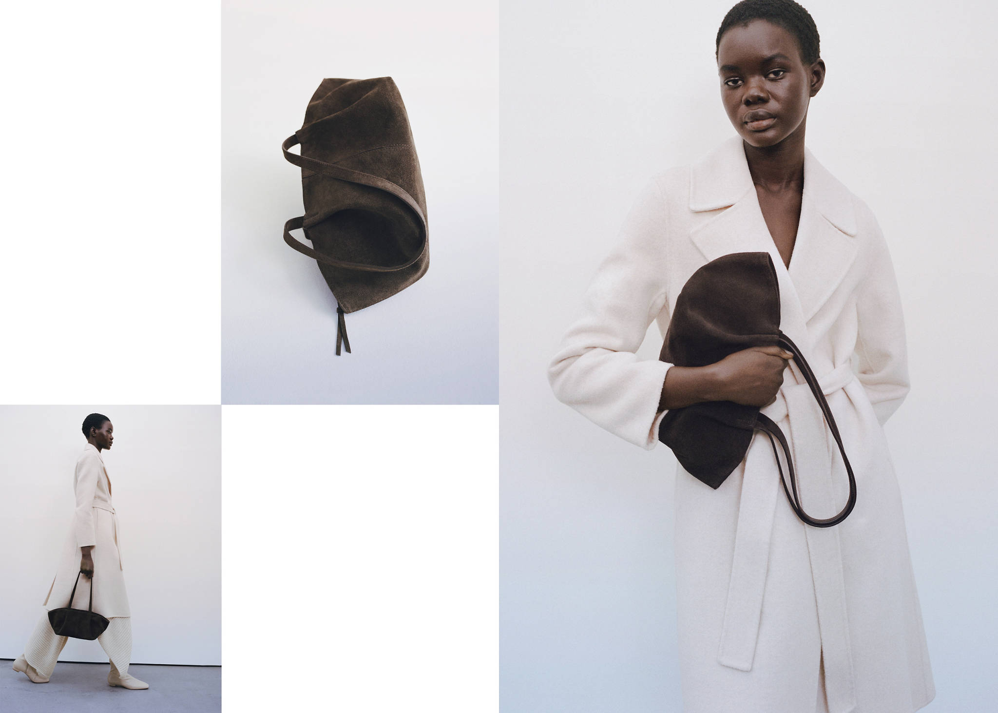 Double handle suede bag - Panoramic plane
