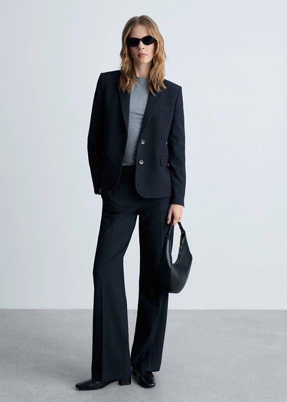 İnce çizgili kumaş blazer ceket