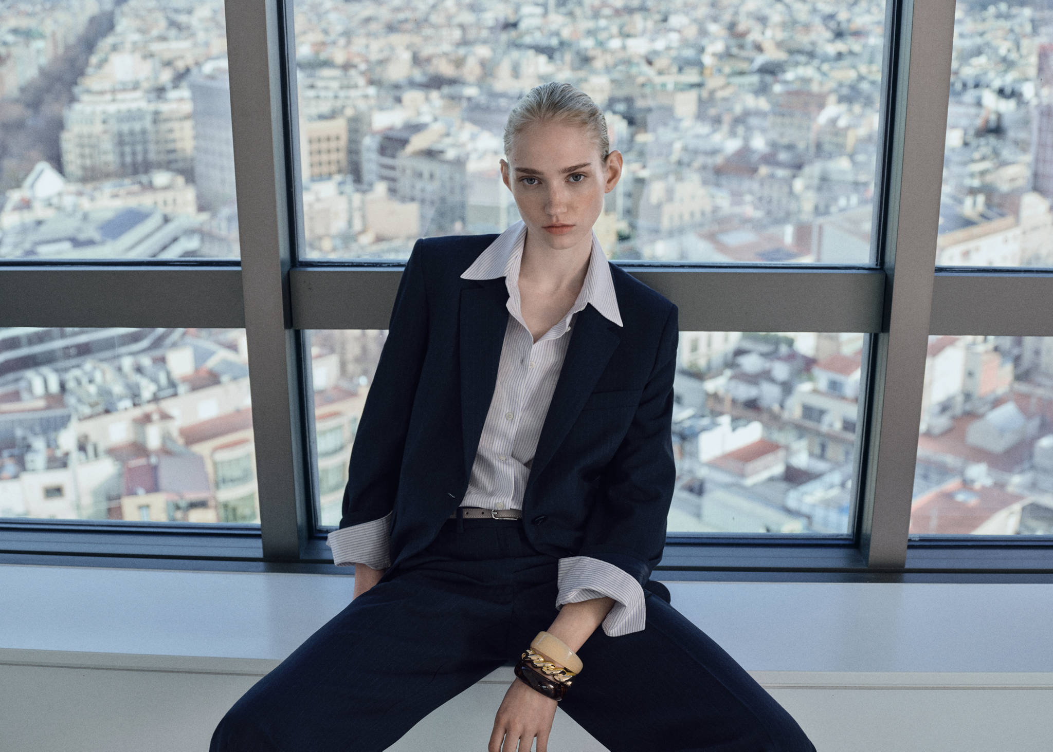 Pinstripe suit blazer - Panoramic plane