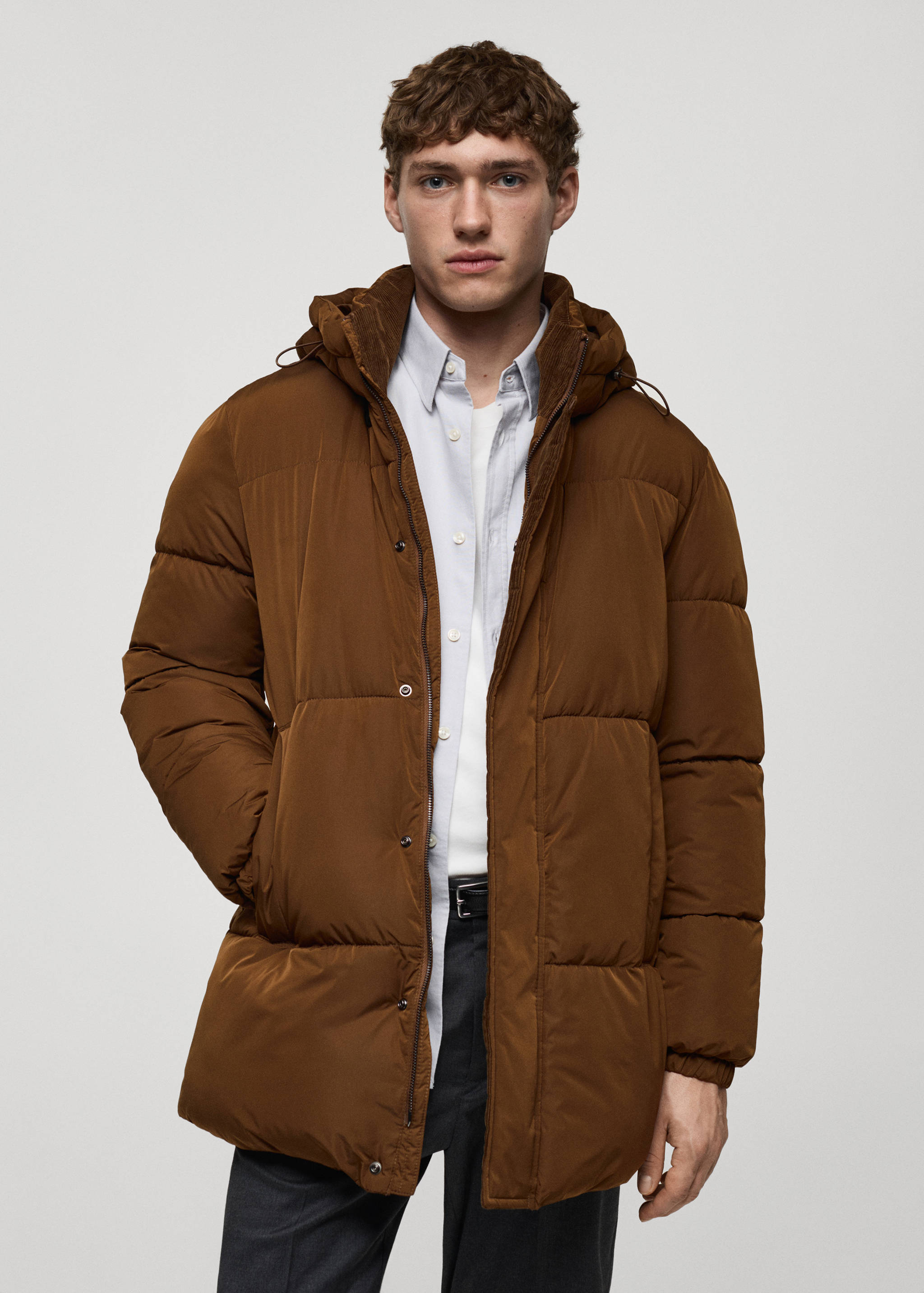 Water-repellent hood puffer coat - Medium plane