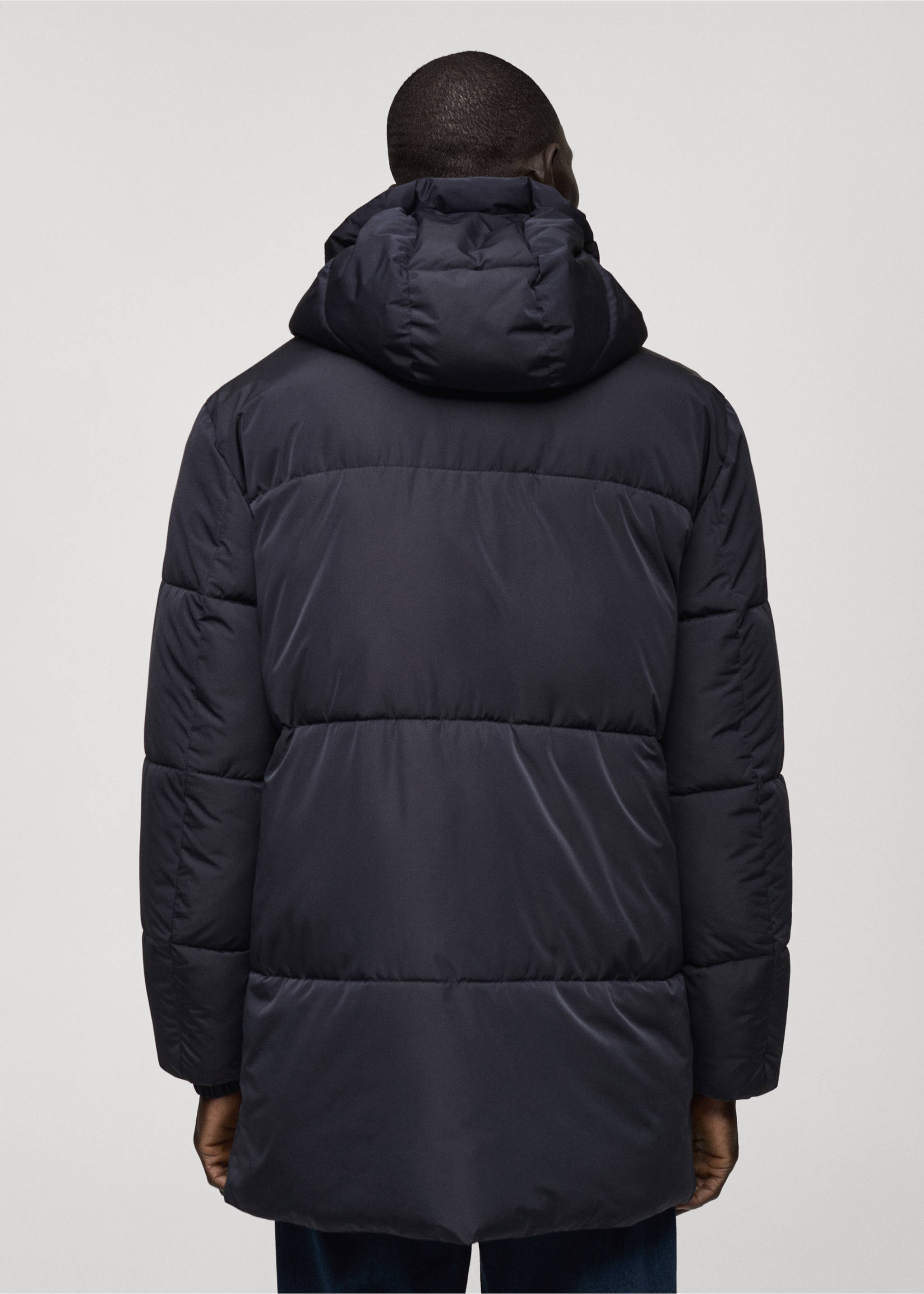 Anorak acolchado capucha water-repellent - Reverso del artículo, Azul marino oscuro. Ref: 87040575-00.