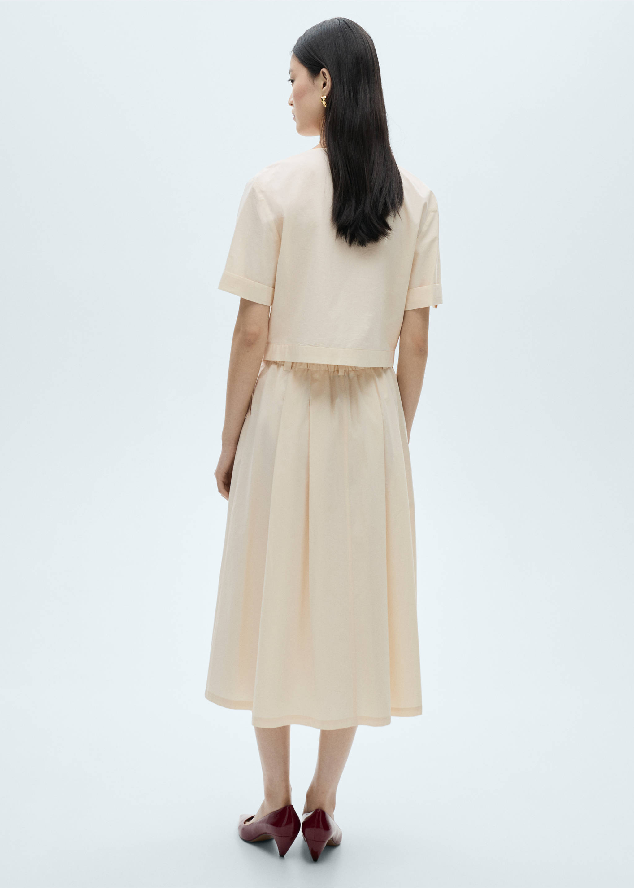 Chest-pocket cotton blouse - Reverse of the article, Ecru. Ref: 87040579-00.