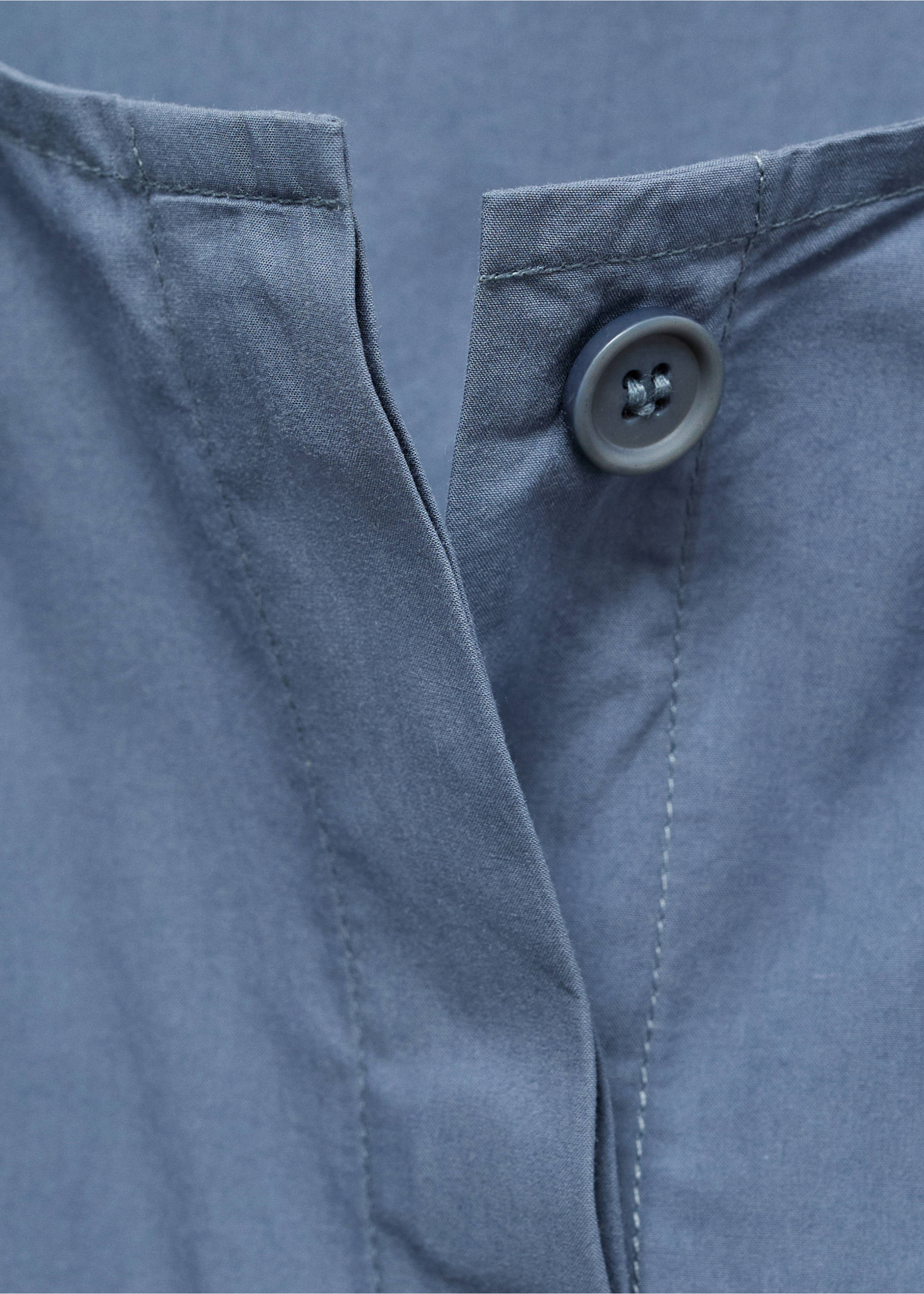 Chest-pocket cotton blouse - Details of the article 8, Blue. Ref: 87040579-00.