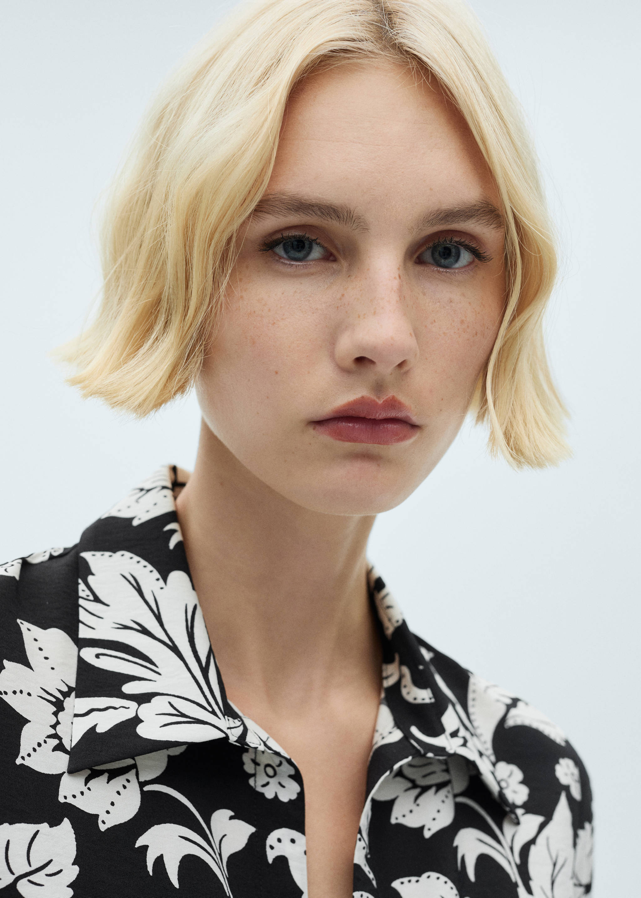 花朵印花绳结衬衫 - null