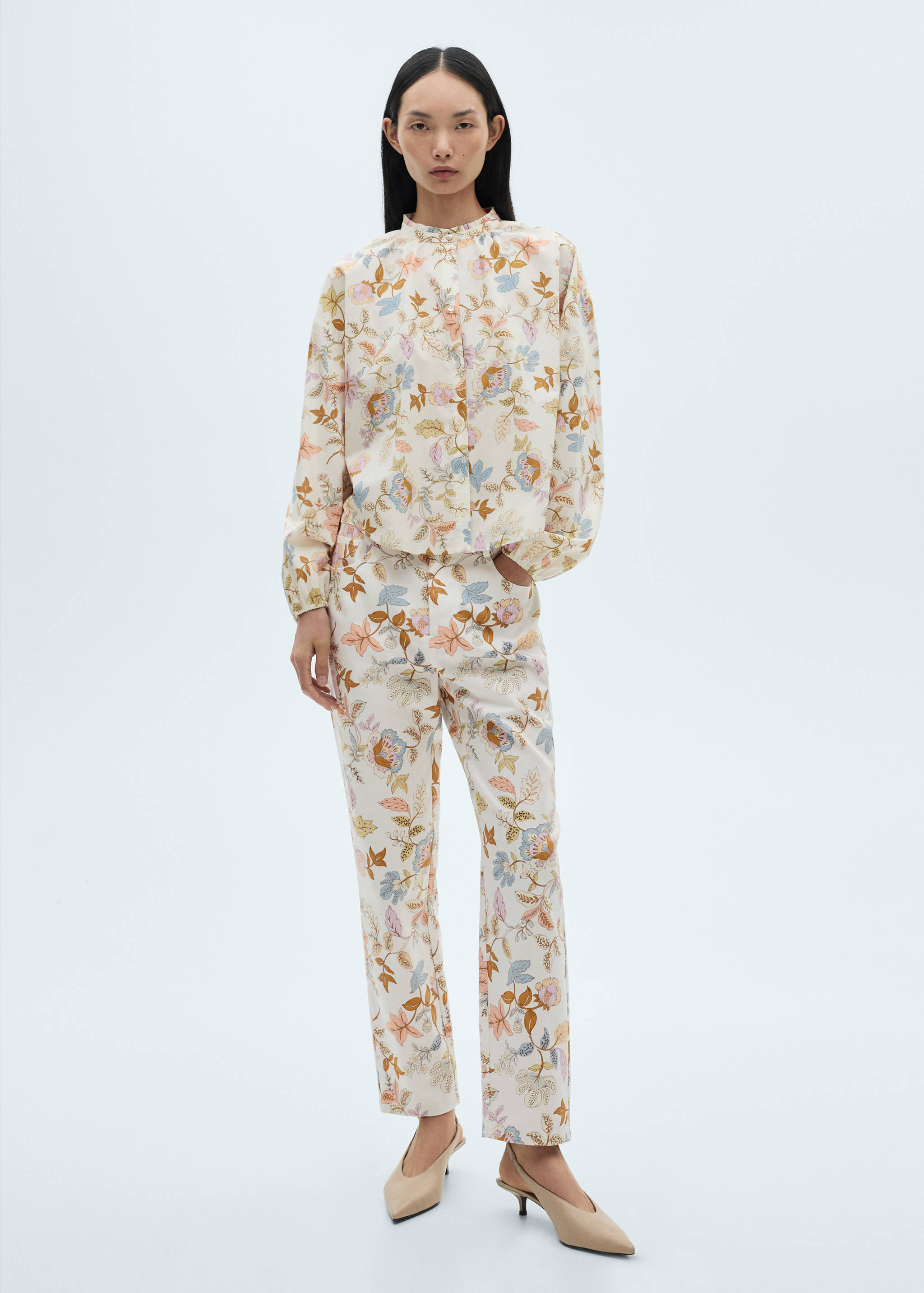 Floral-print cotton blouse - General plane