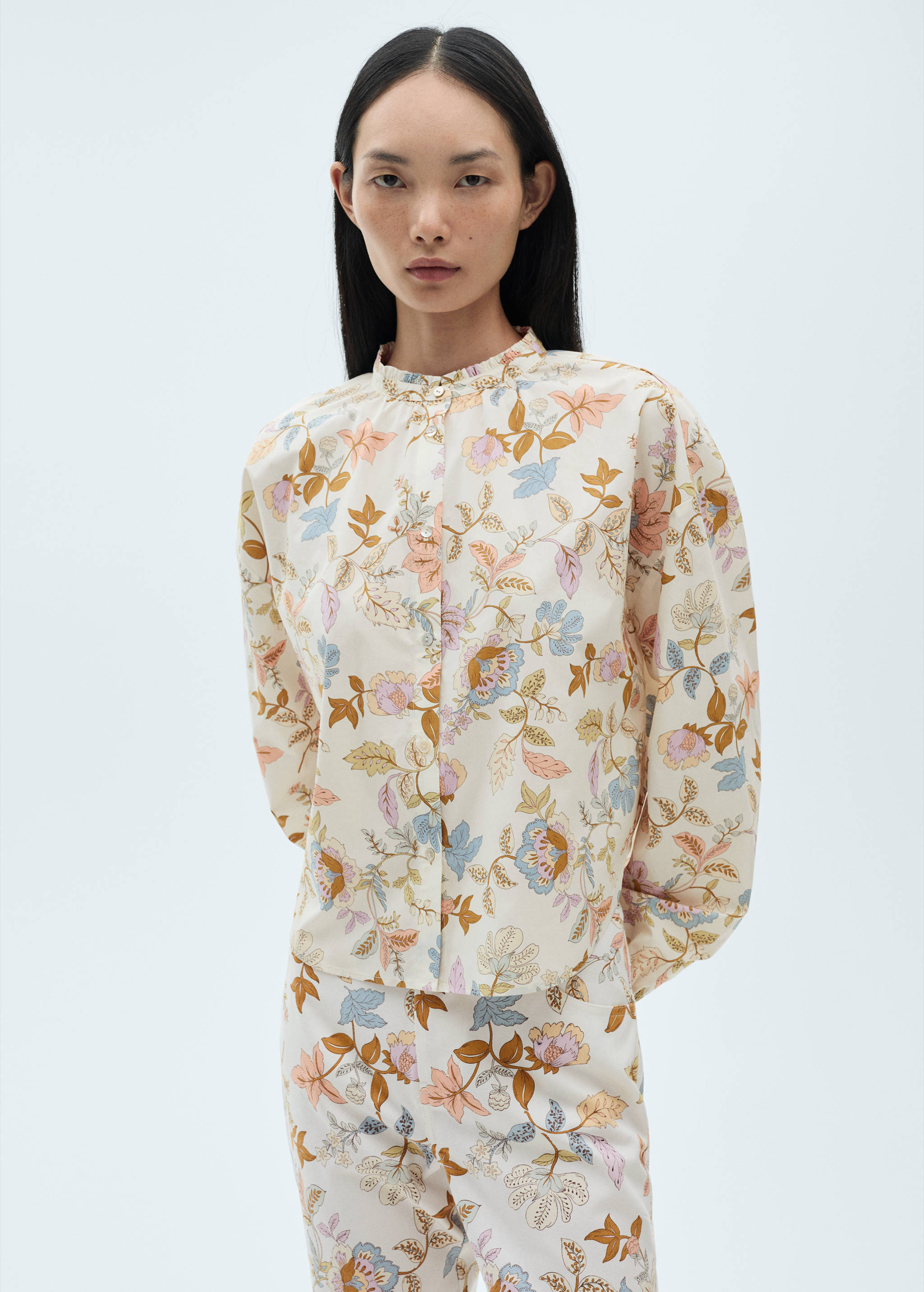 Floral-print cotton blouse - Medium plane