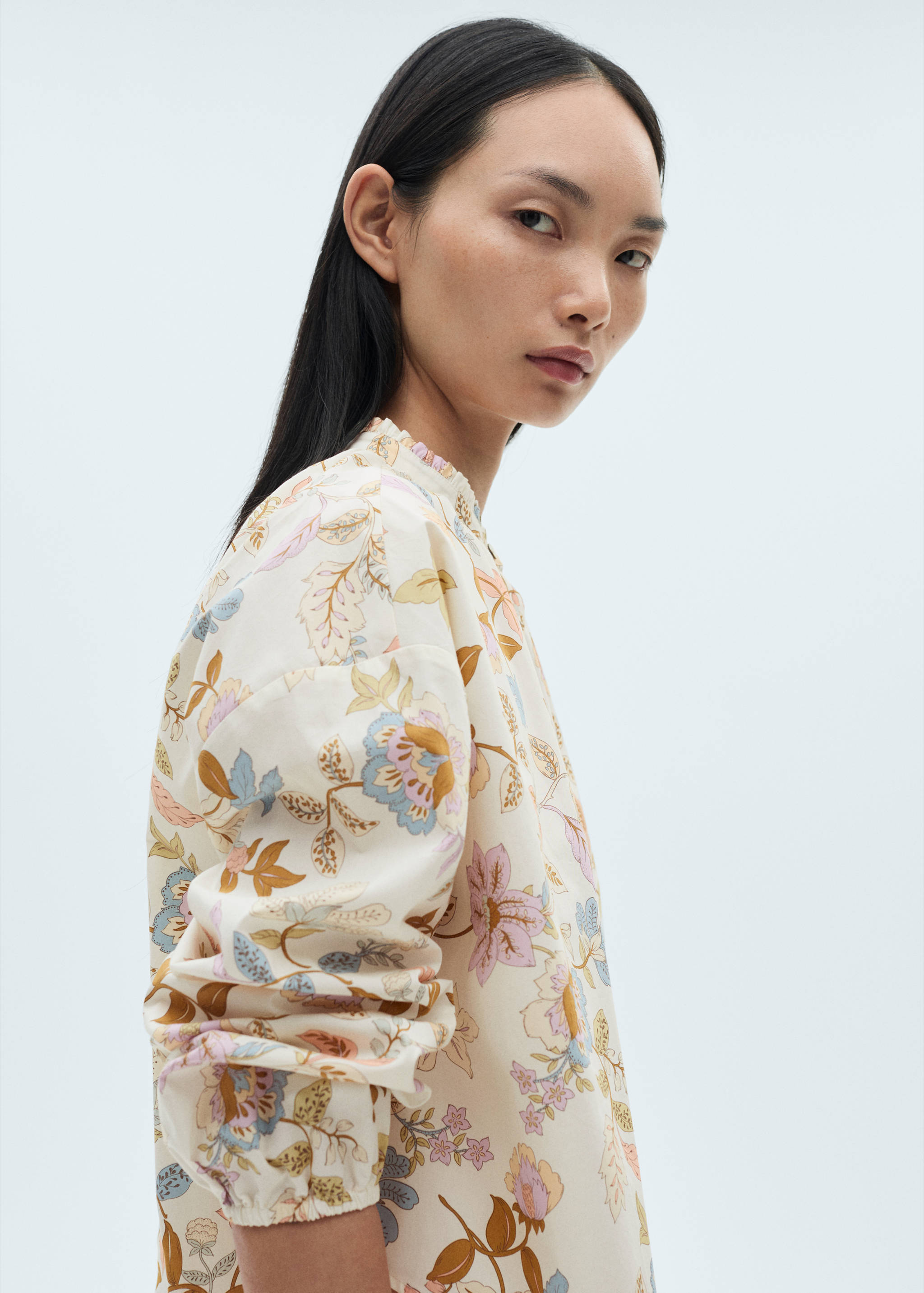 Floral-print cotton blouse - Details of the article 1