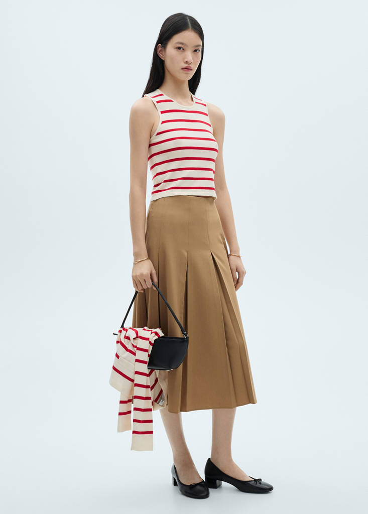 Striped knitted crop top — Red