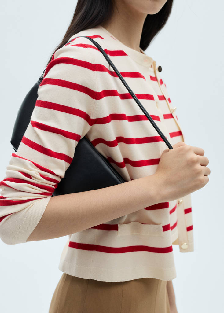 Striped knitted crop top — Red