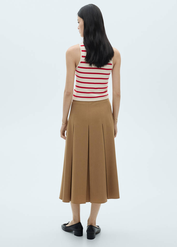 Striped knitted crop top — Red