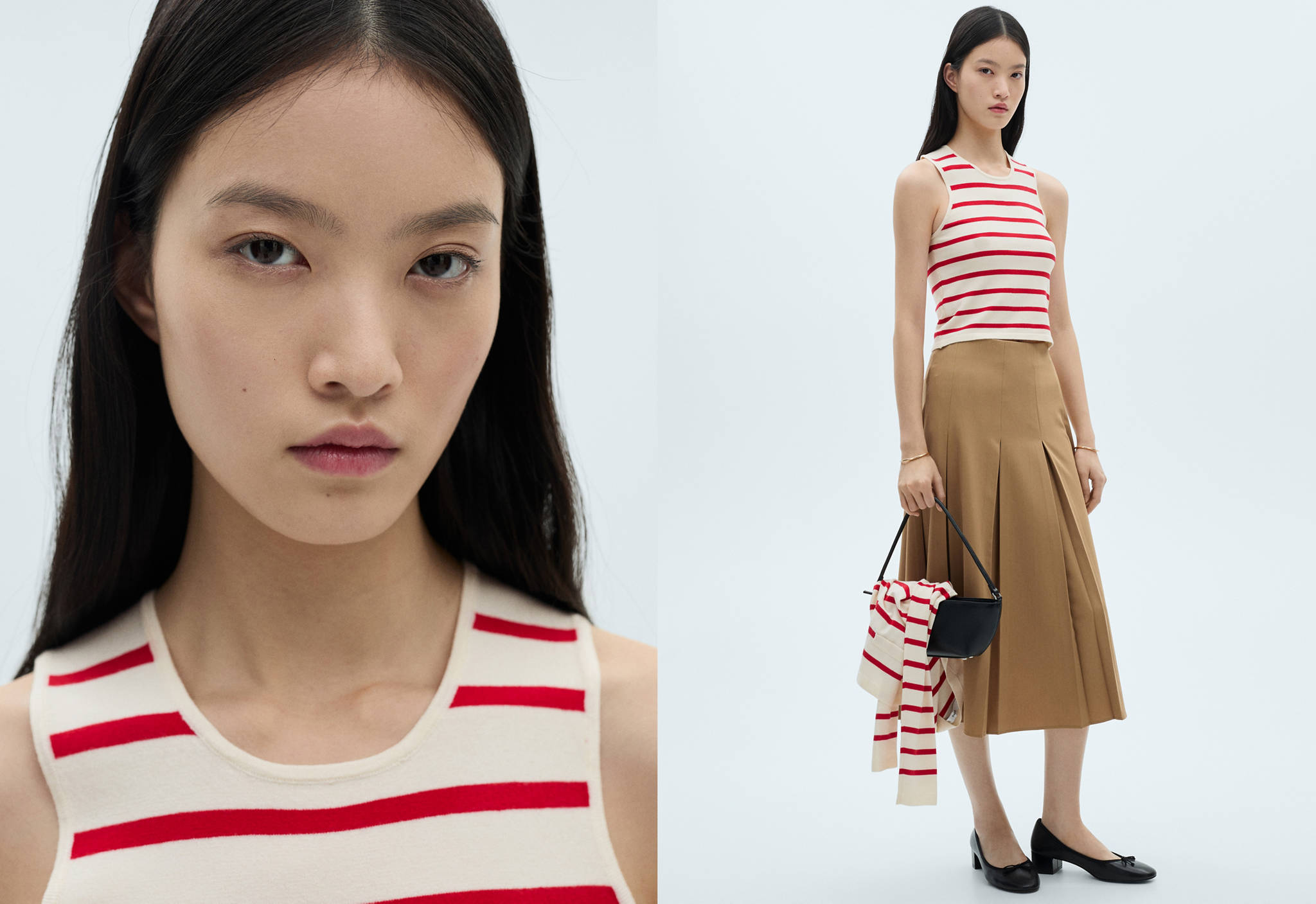 Mango Çizgili triko crop bluz görsel 8