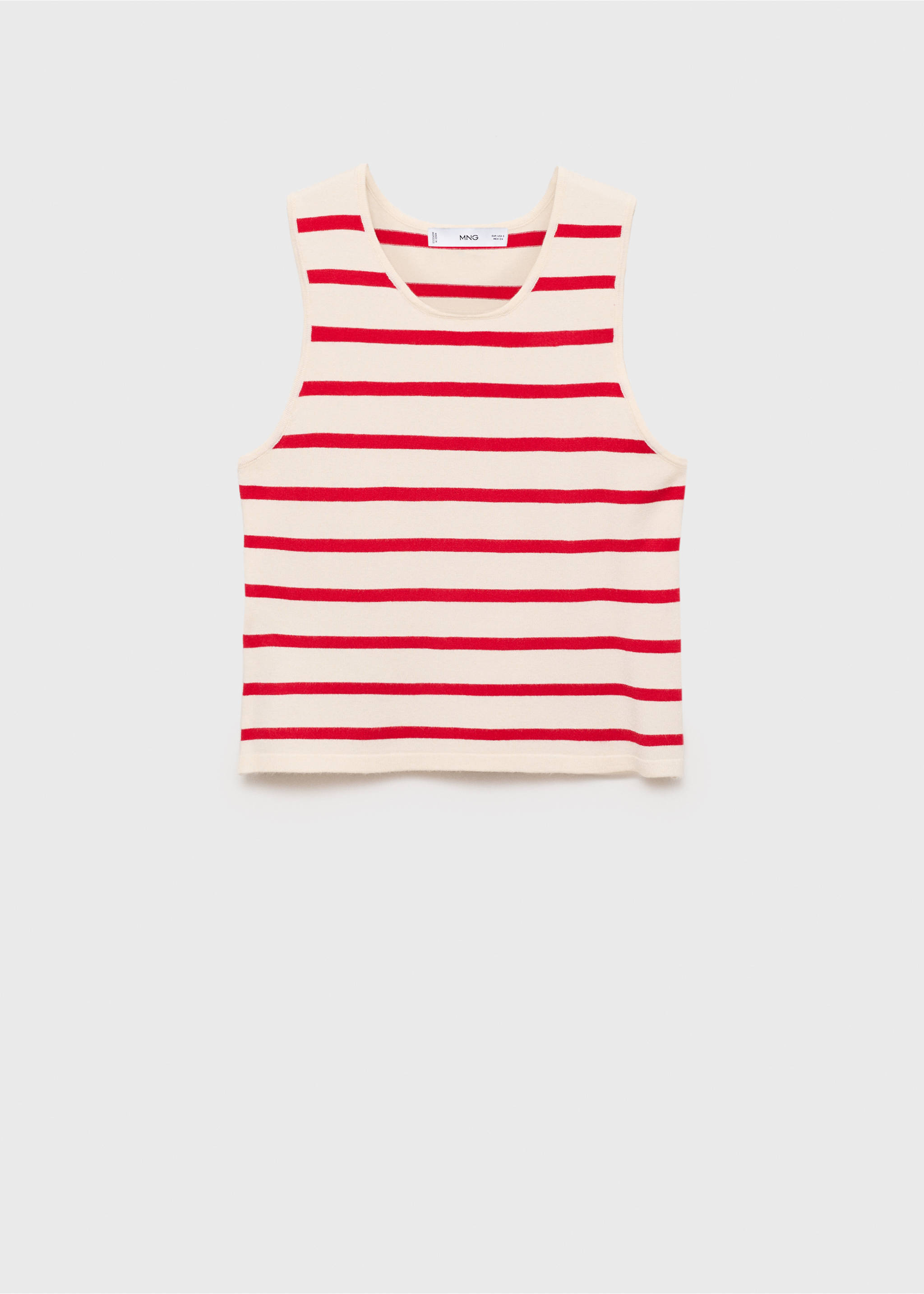 Striped knitted crop top - Article without model, Red. Ref: 87040586-00.