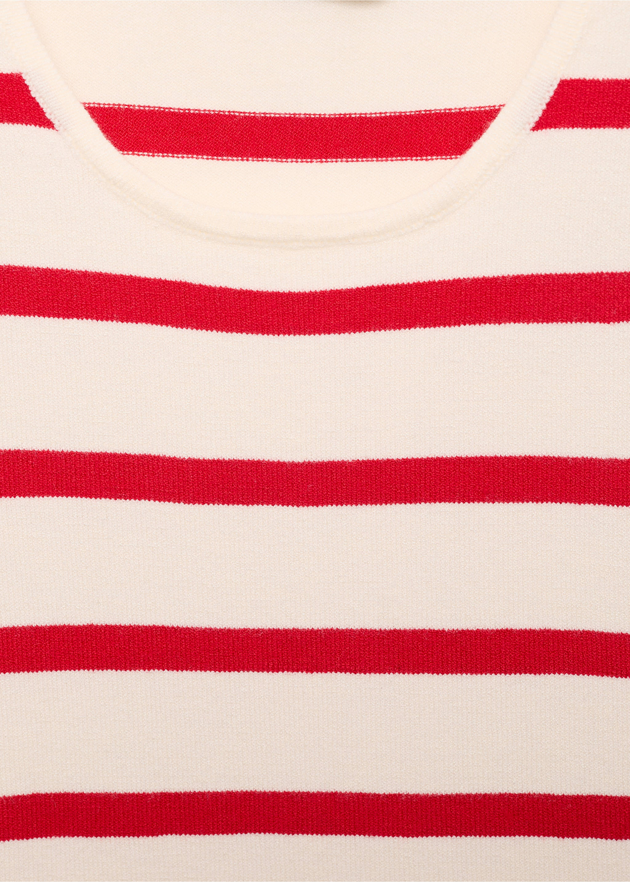 Striped knitted crop top - Details of the article 8, Red. Ref: 87040586-00.