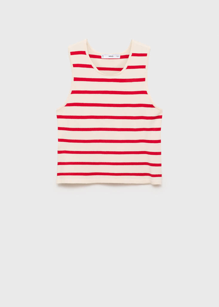 Striped knitted crop top — Red