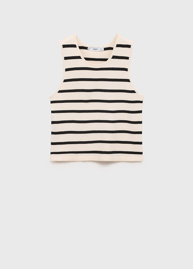 Striped knitted crop top — Black