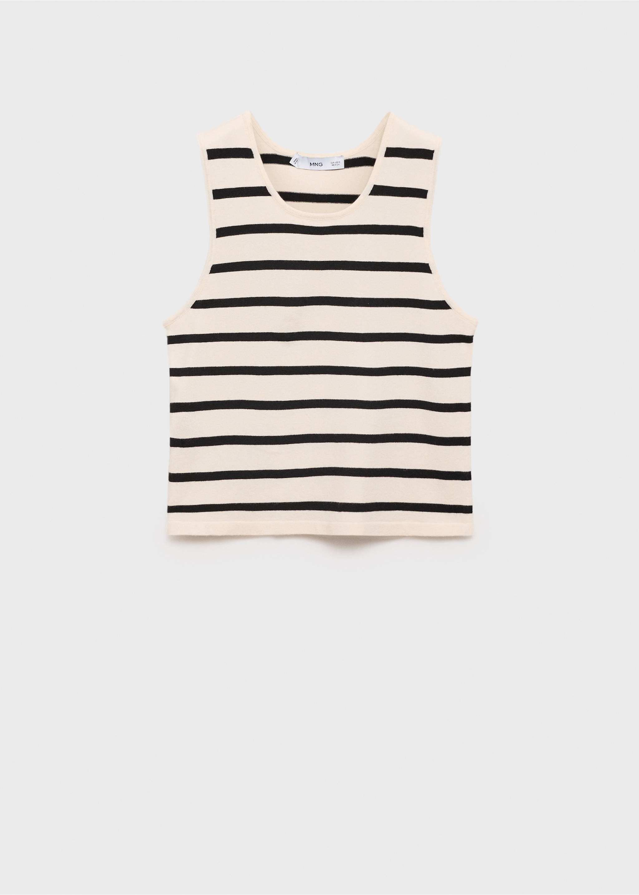 Striped knitted crop top - Article without model, Black. Ref: 87040586-00.