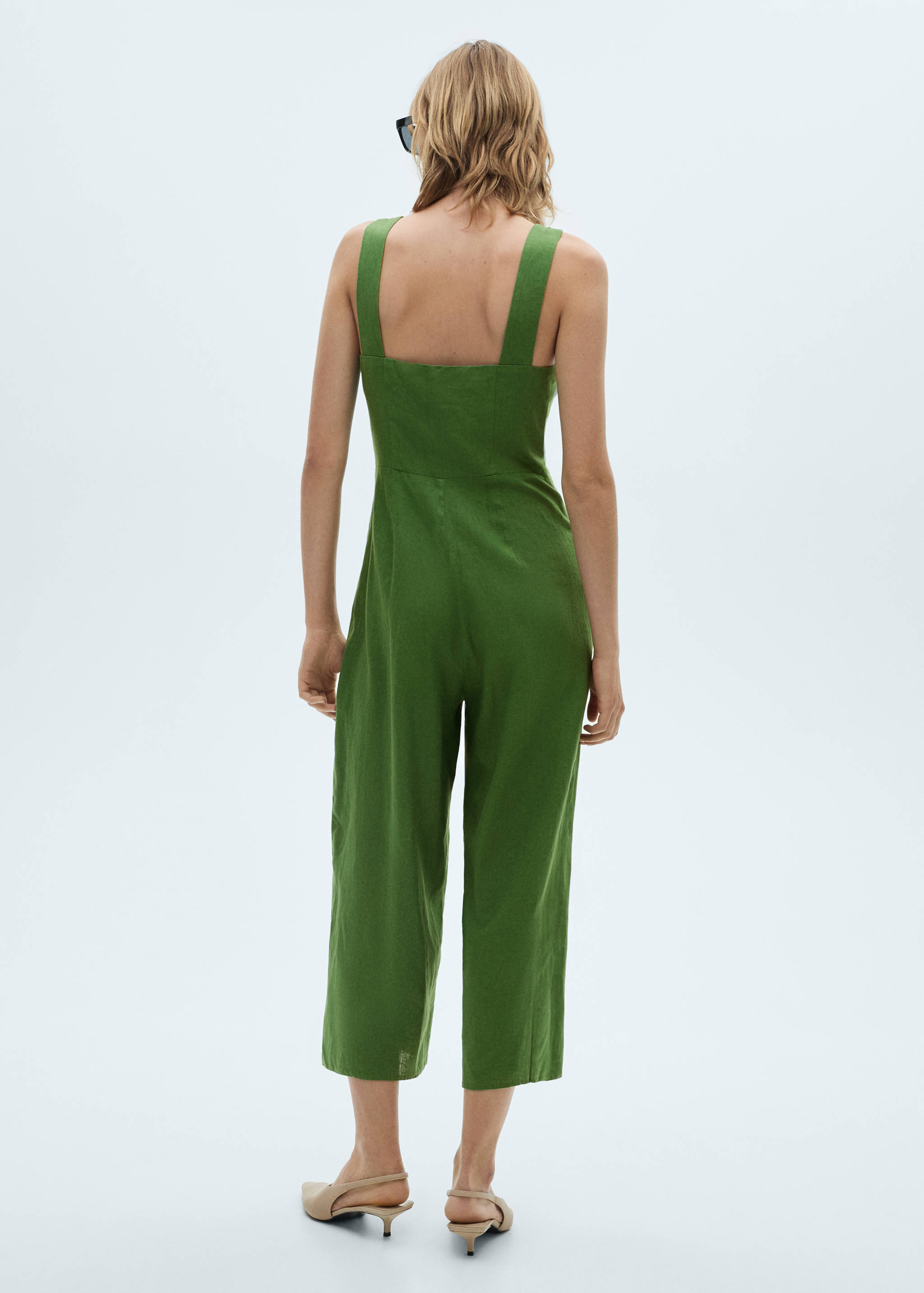 Straight-fit linen jumpsuit - Reverse of the article