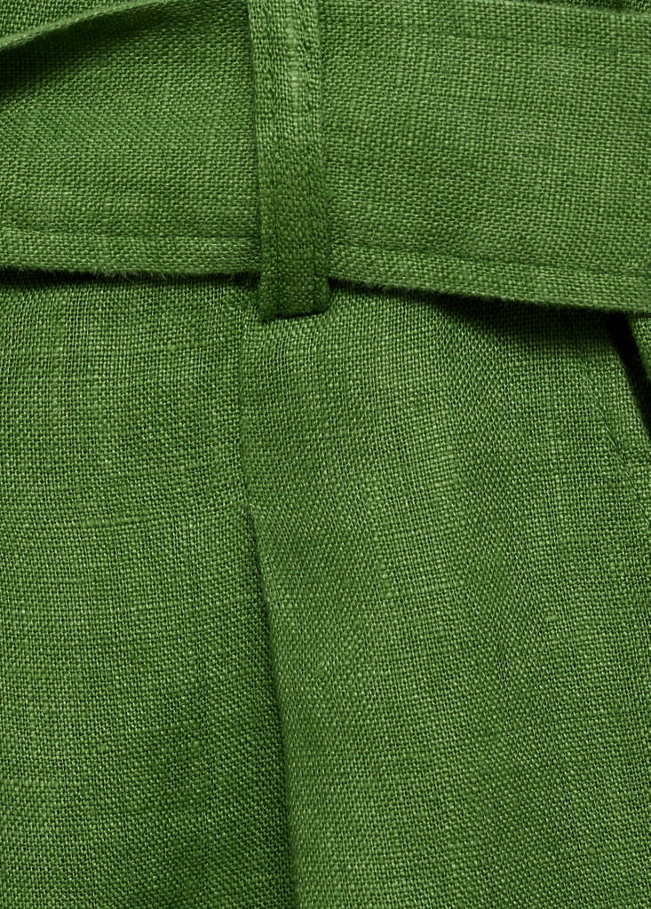 Linen shorts with belt — Green