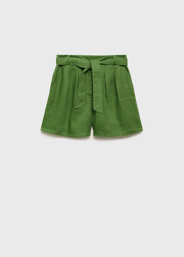 Linen shorts with belt — Green