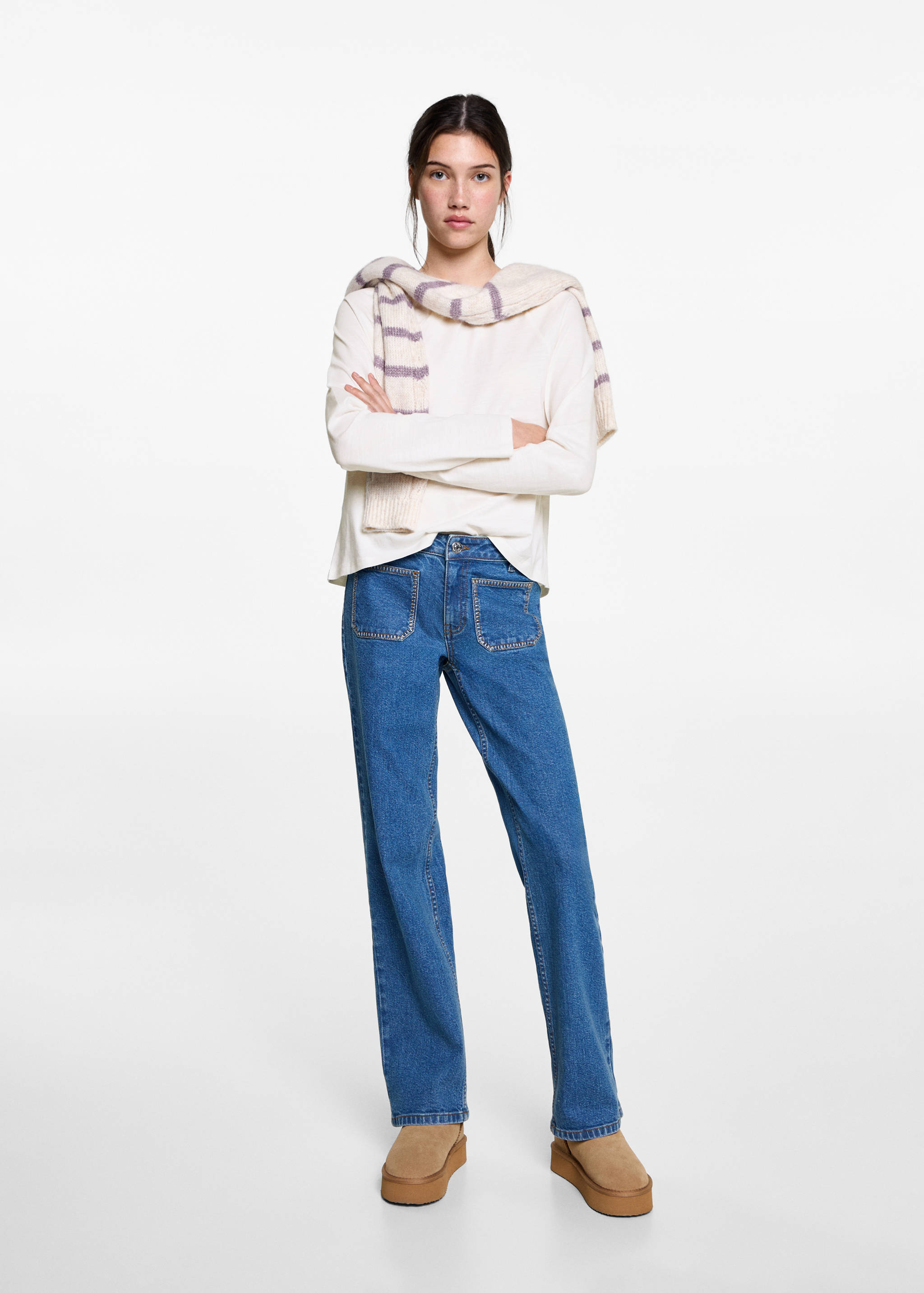 Gathered neck T-shirt - General plane