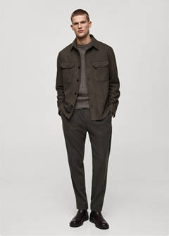 Wool-blend flannel overshirt — Khaki 2