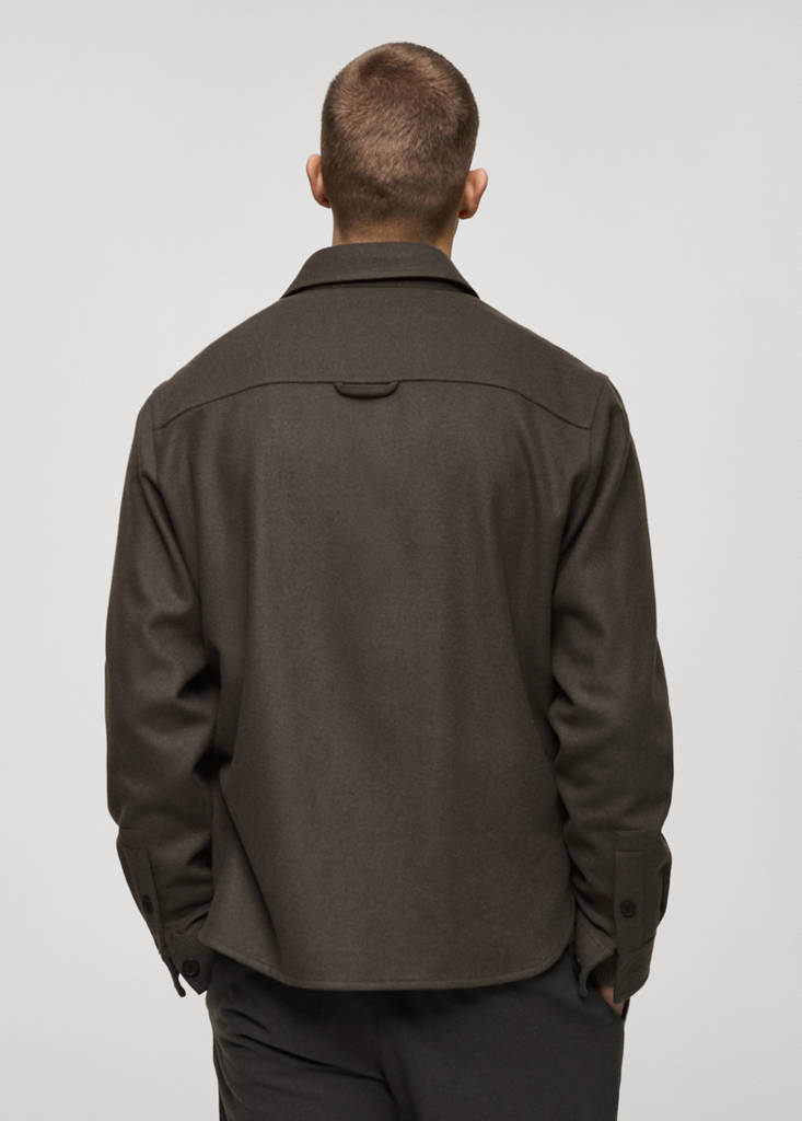 Wool-blend flannel overshirt — Khaki