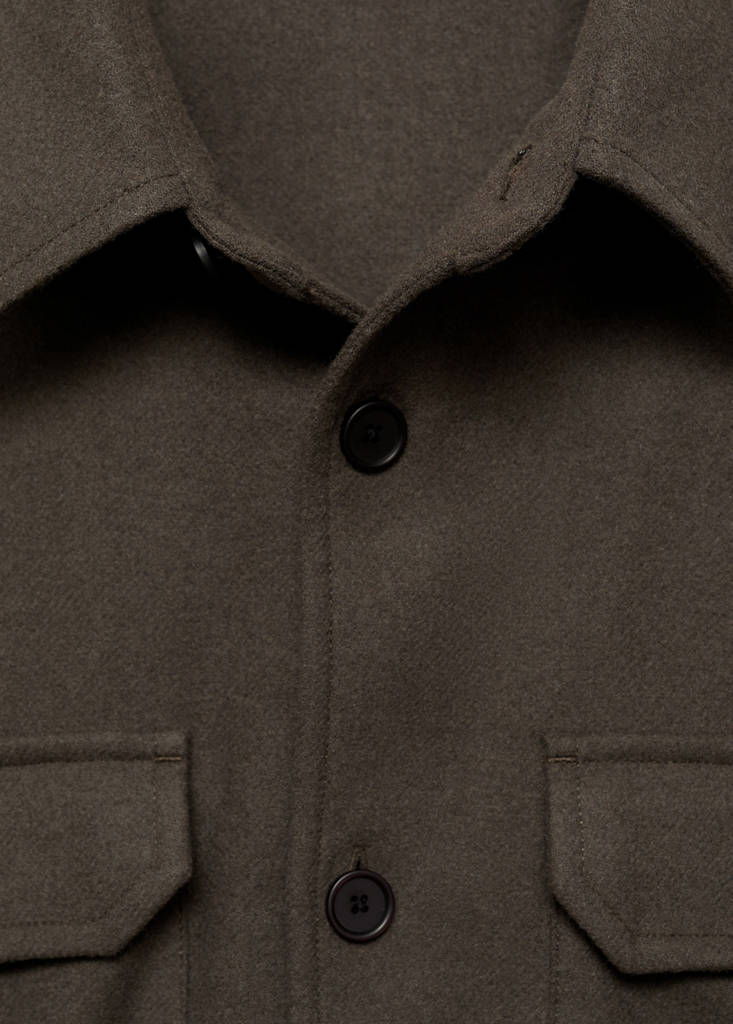Wool-blend flannel overshirt — Khaki